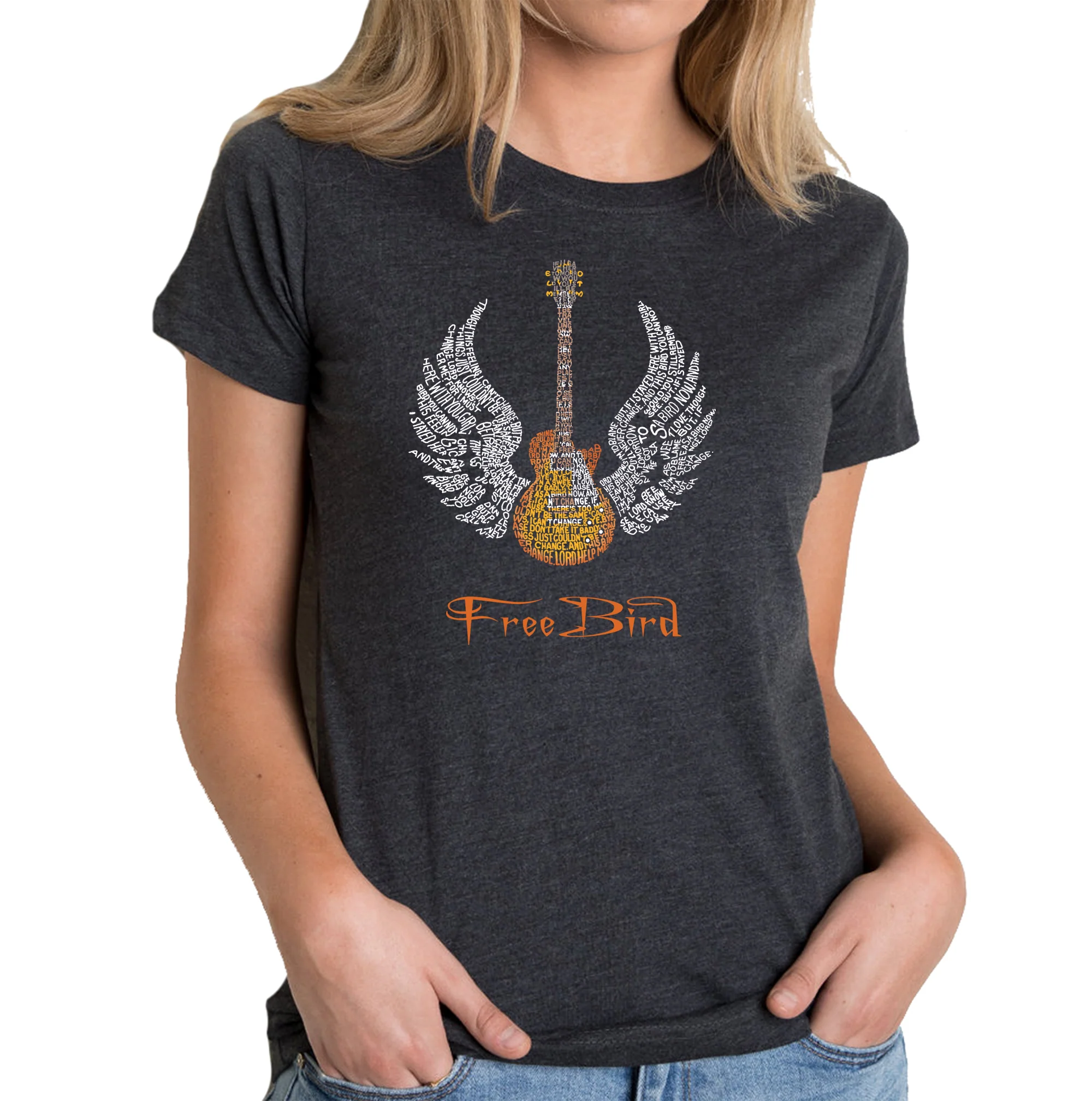 LYRICS TO FREE BIRD - Women's Premium Blend Word Art T-Shirt