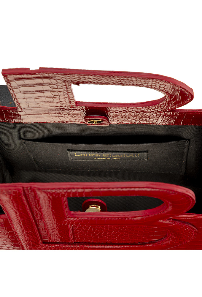Material close-up of Red LB BAG Midi Stampa Cocco