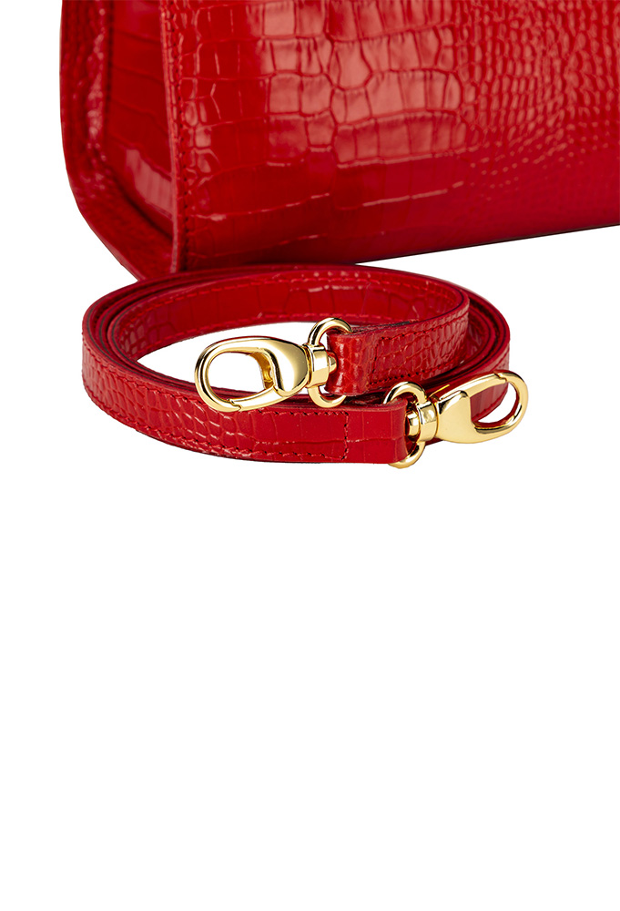 Extra angle of Red LB BAG Midi Stampa Cocco