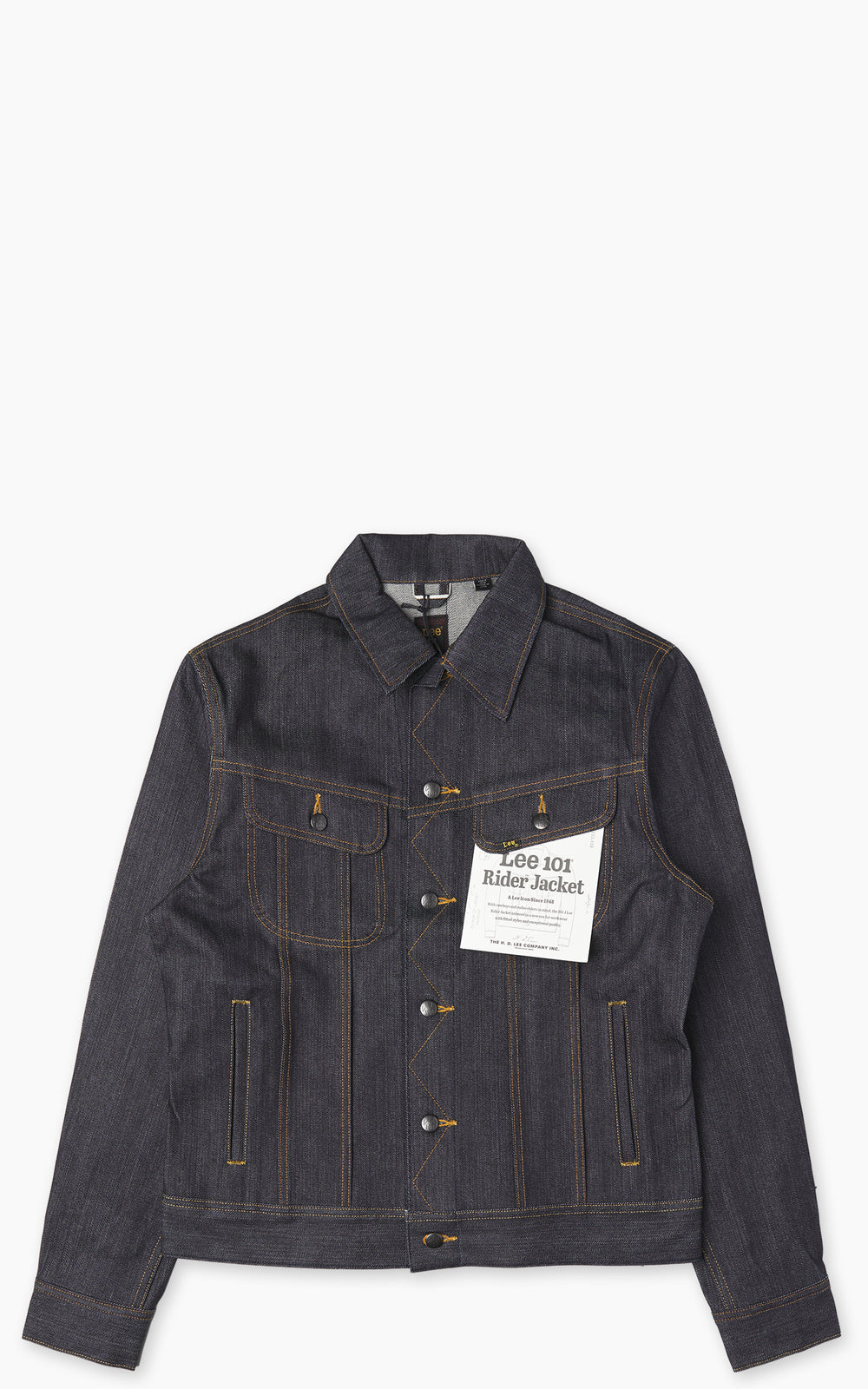 Textured mid-dark denim with western styling