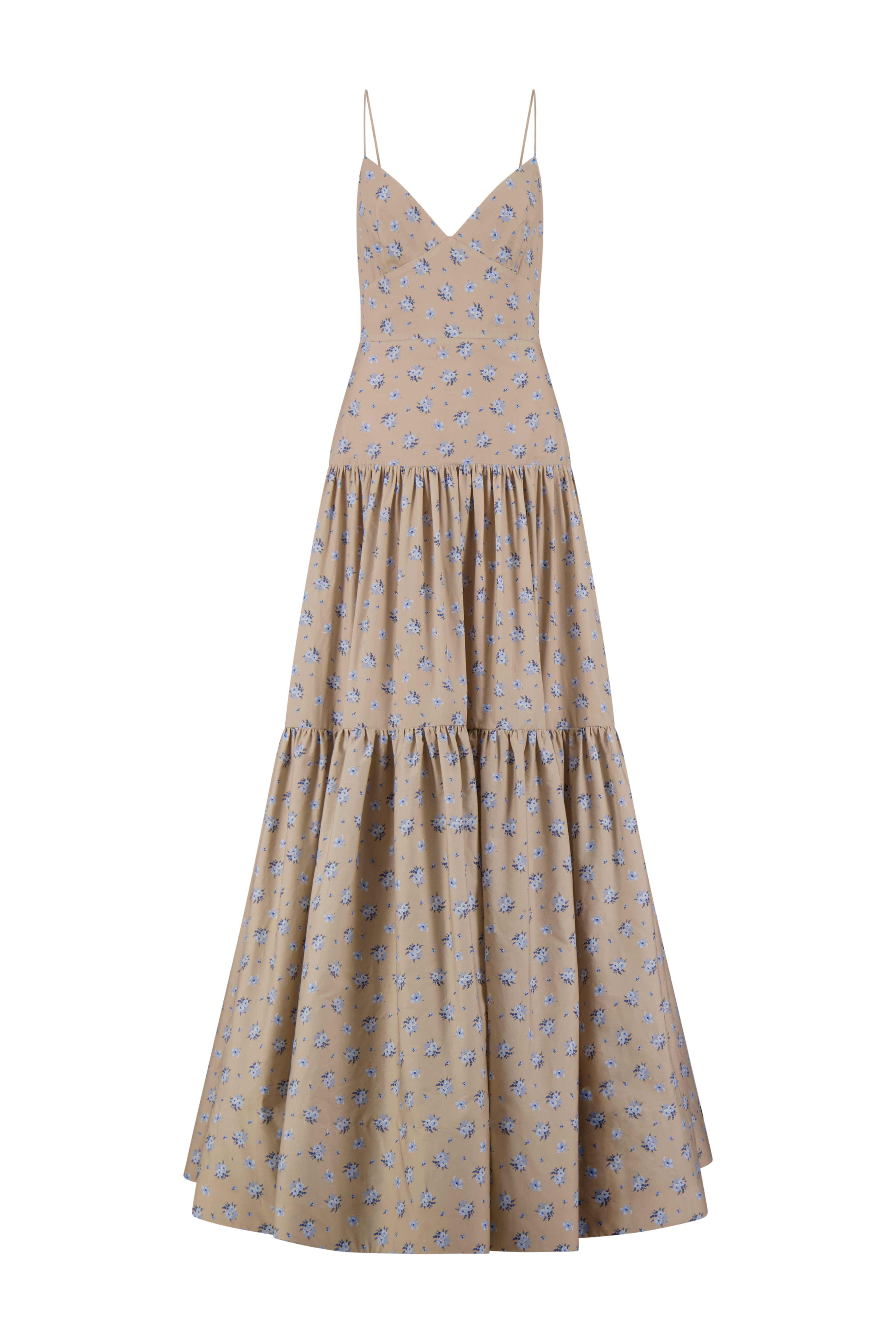 Floral Printed Cotton Tiered Gown
