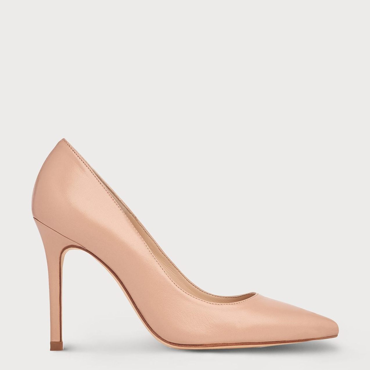 Fern Beige Leather Pointed Toe Courts