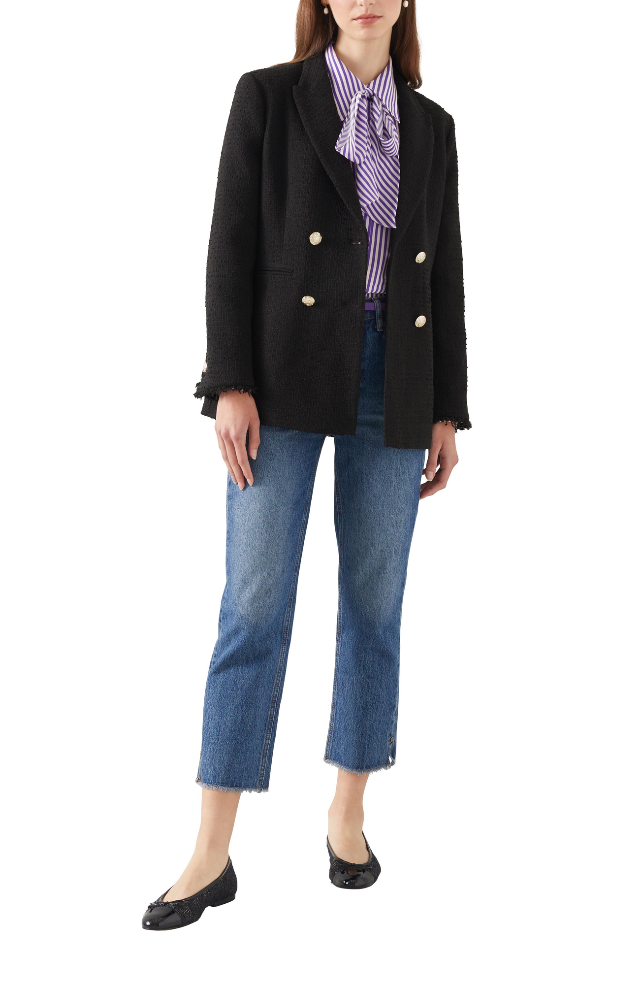 Mariner Black Italian Tweed Double-Breasted Jacket