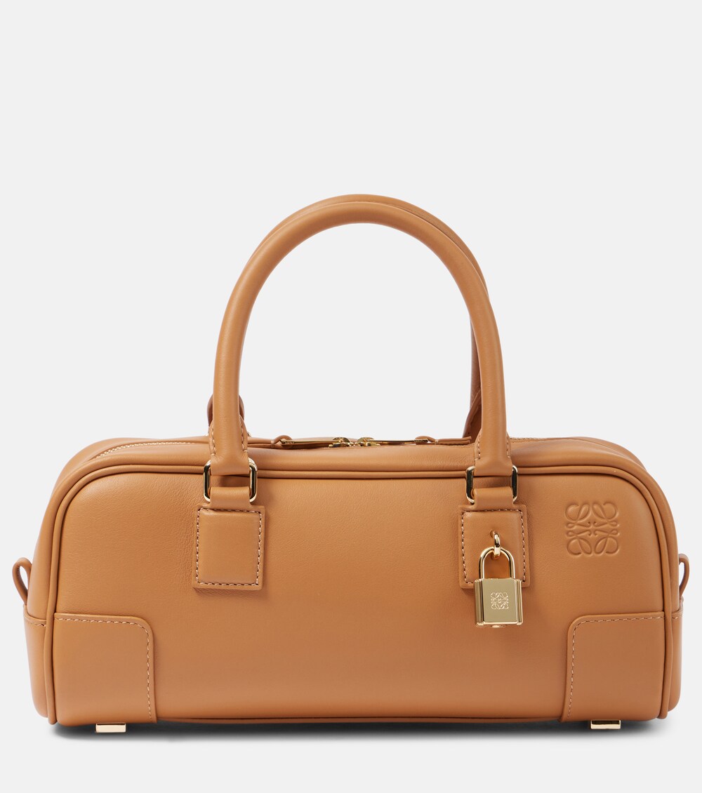 Amazona 23 tote in cognac calfskin, top-carry pose