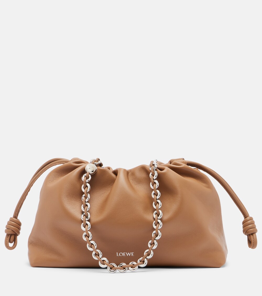 Flamenco Medium as shoulder bag — knot pulls visible at side