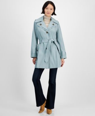 Women's Single-Breasted Hooded Belted Trench Coat