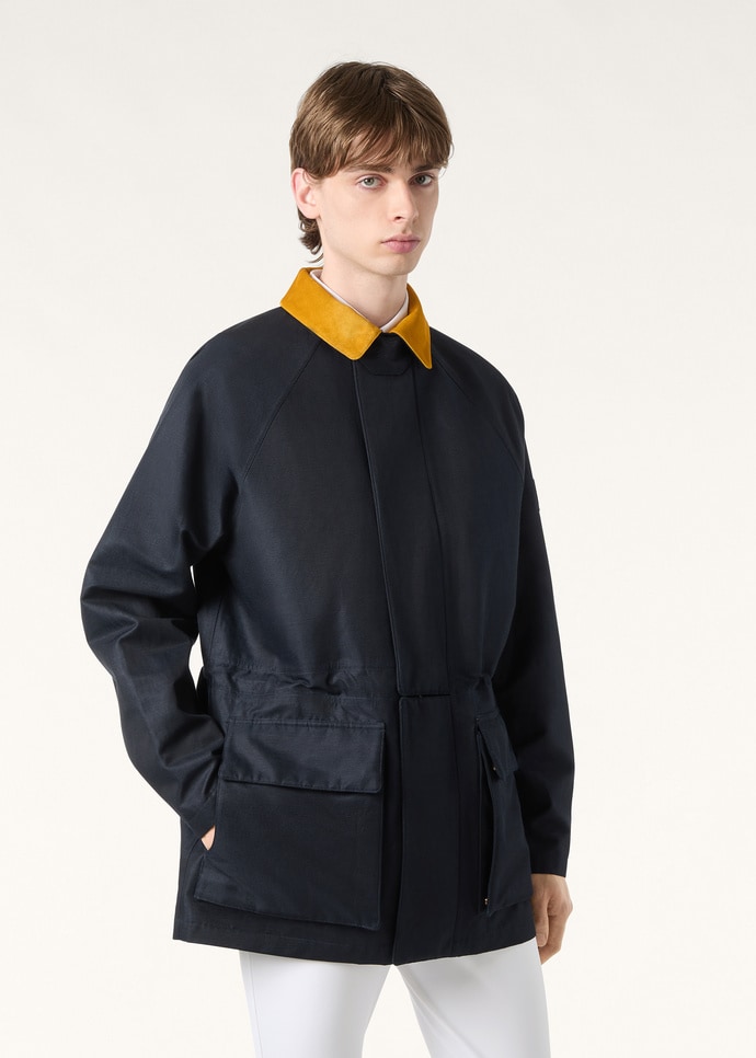 Three-quarter view of the field-jacket silhouette