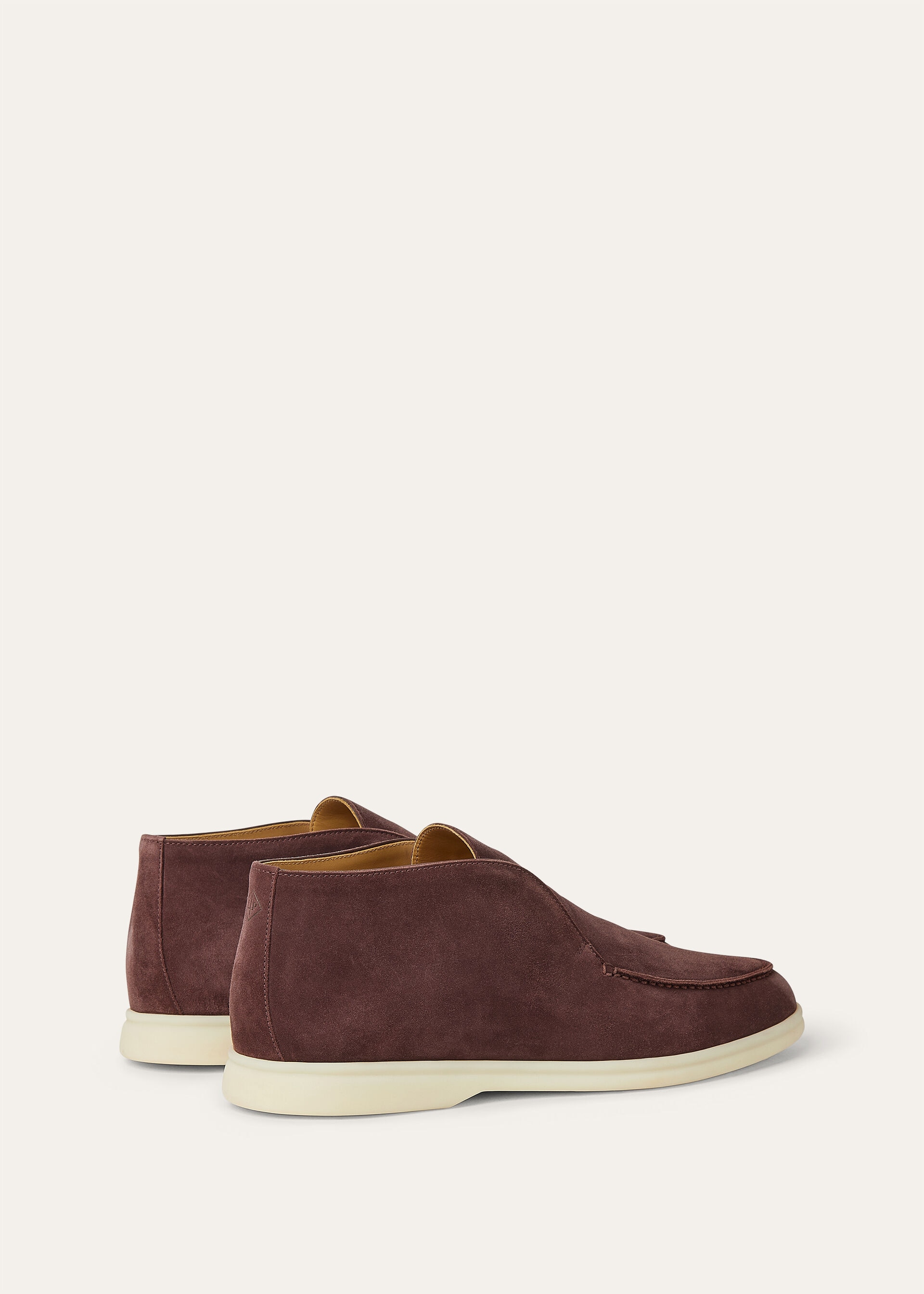 Three-quarter view of the moccasin apron