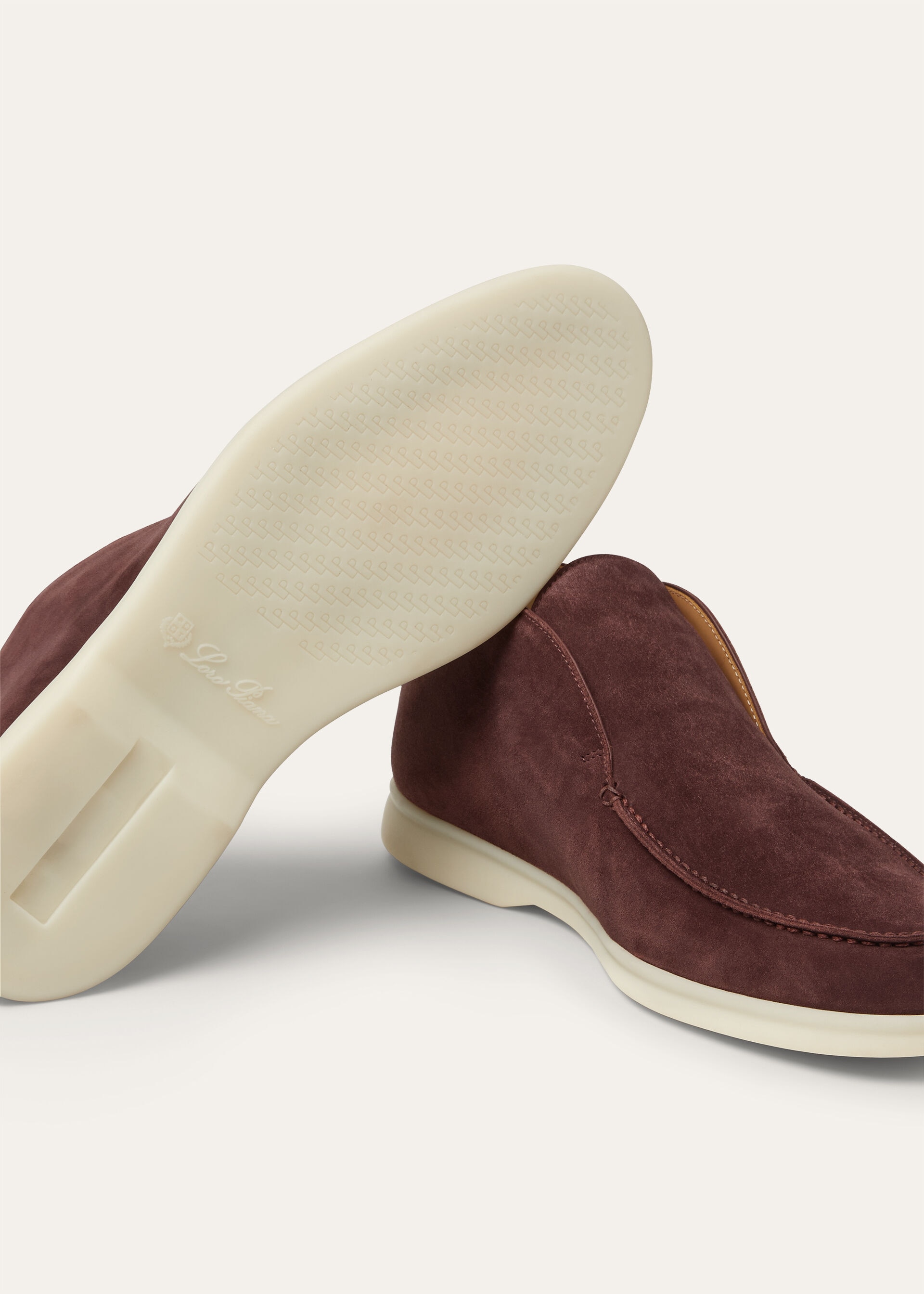 Sole detail — the embossed Loro Piana monogram and crest