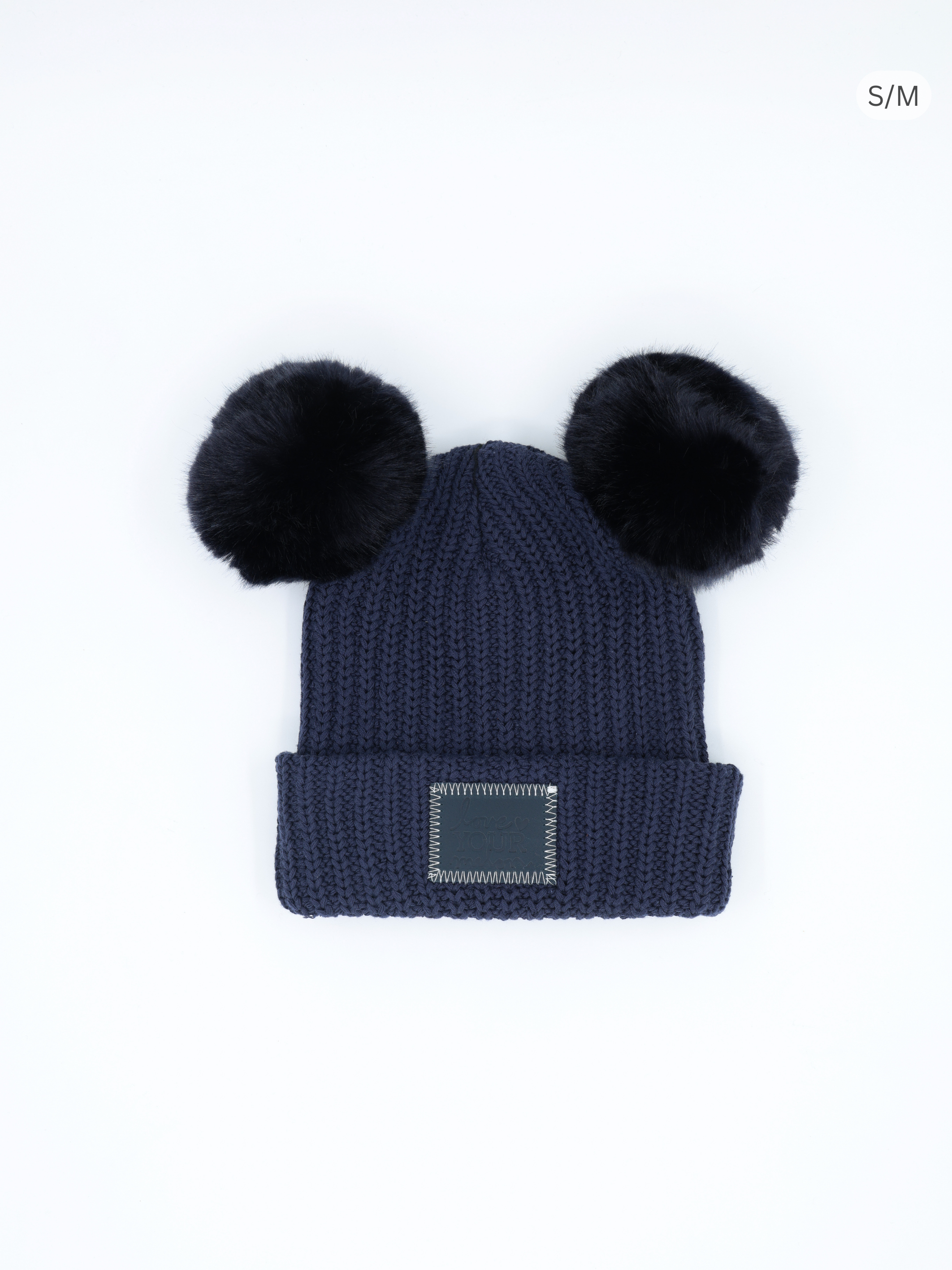 Classic Monochrome Navy Double Pom