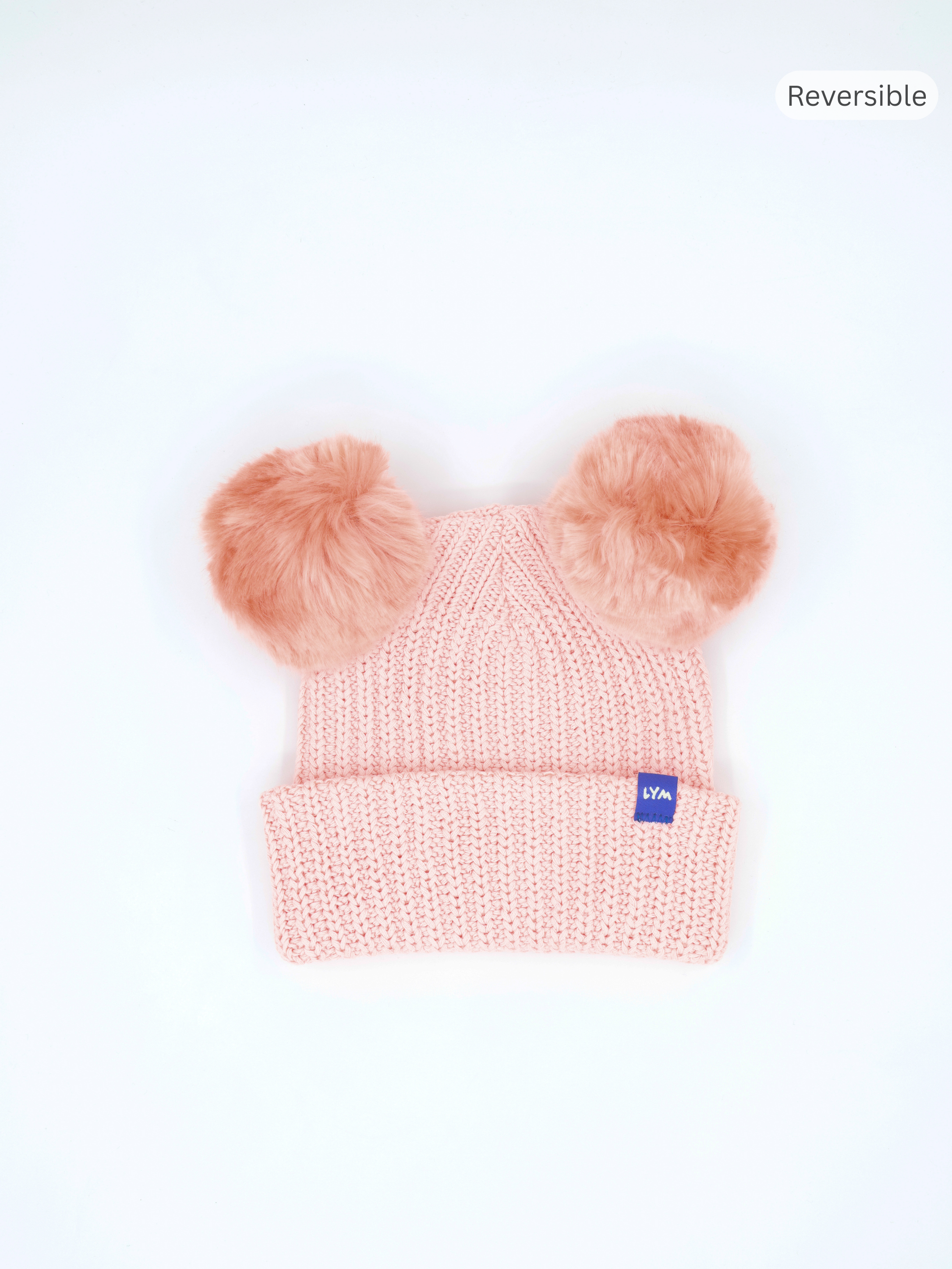 Blush Monochrome Essential Double Pom Beanie