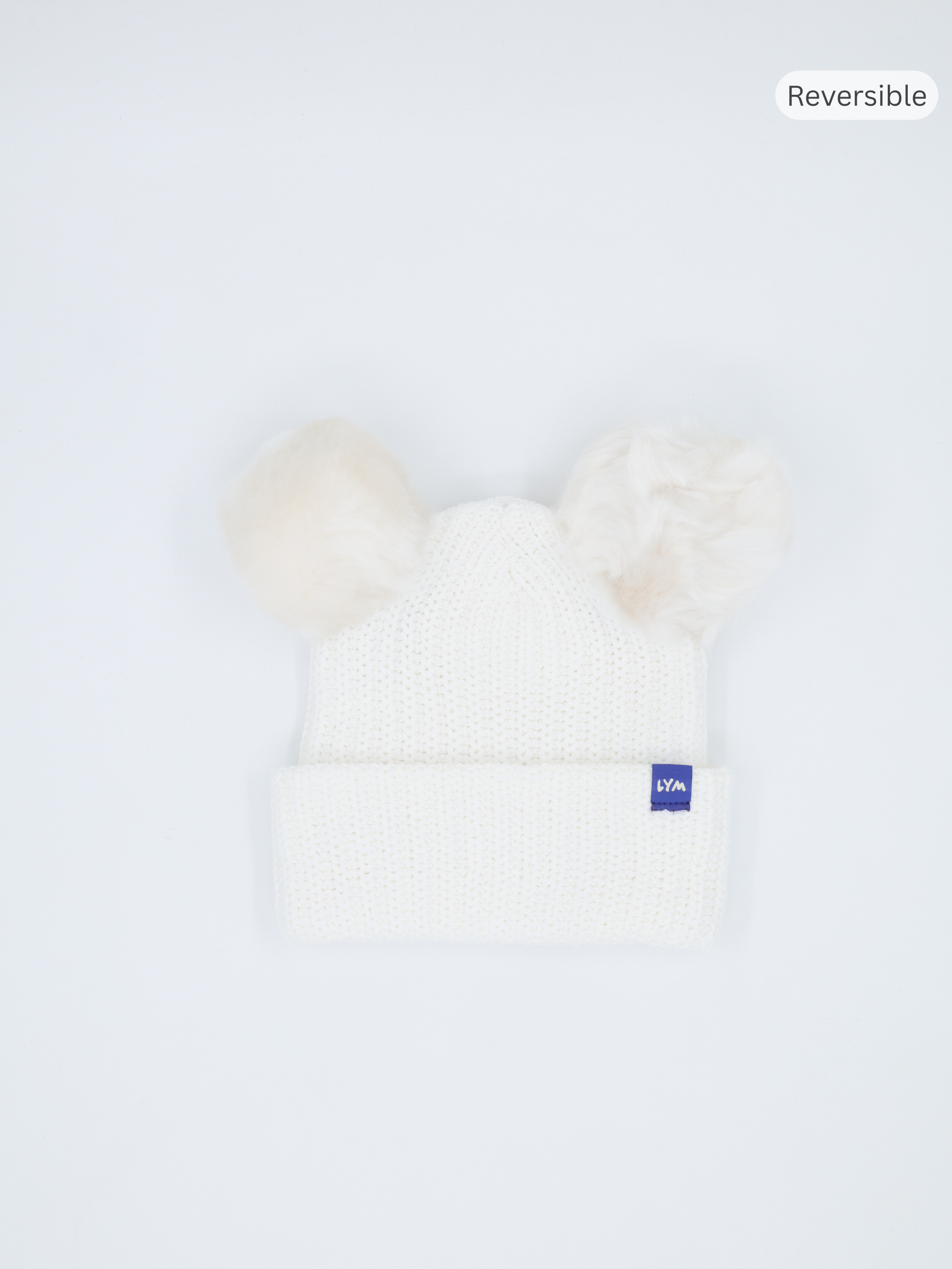 White Monochrome Essential Double Pom Beanie