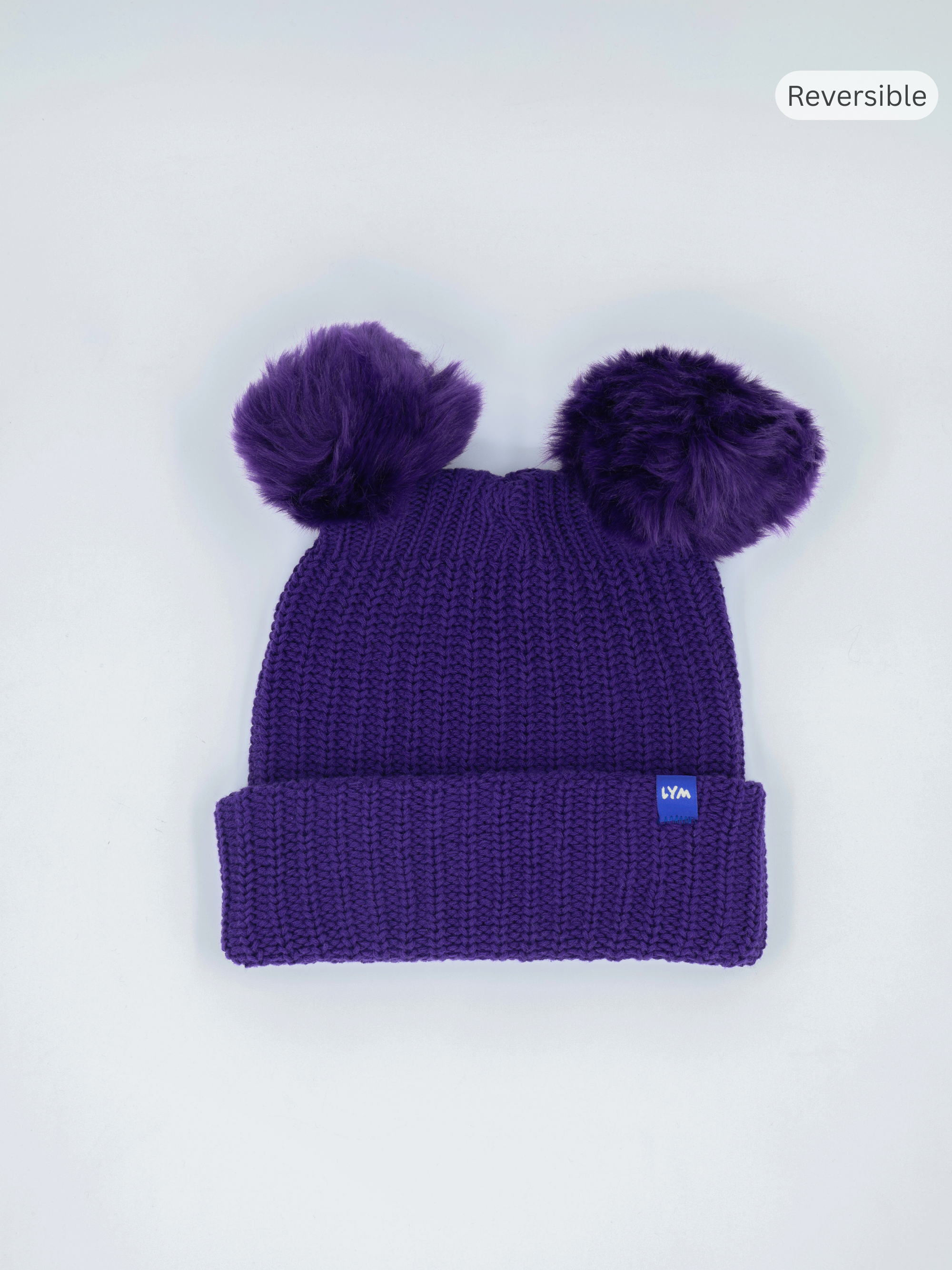 Indigo Monochrome Essential Double Pom Beanie