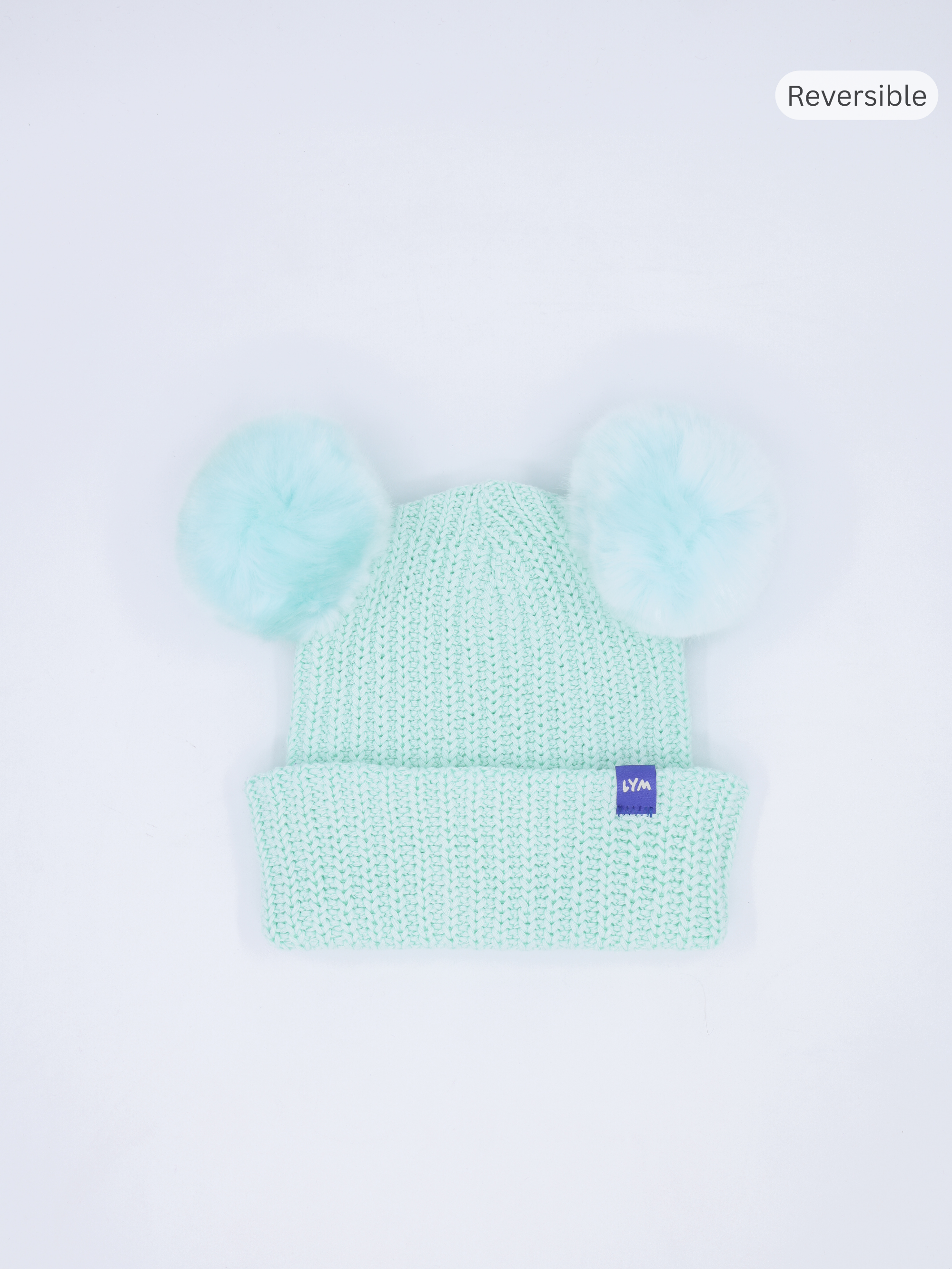 Seafoam Monochrome Essential Double Pom Beanie