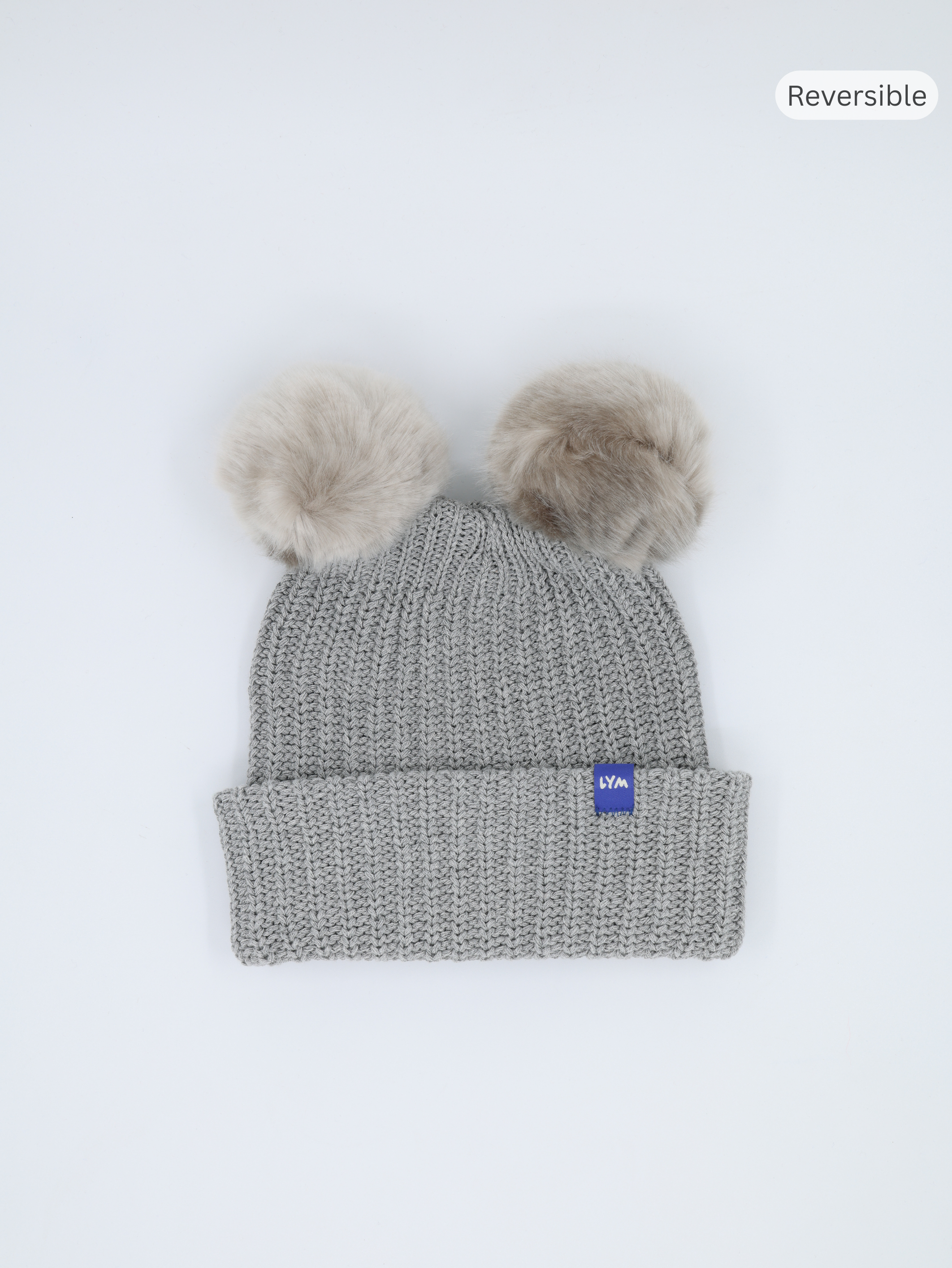 Smokey Monochrome Essential Double Pom Beanie