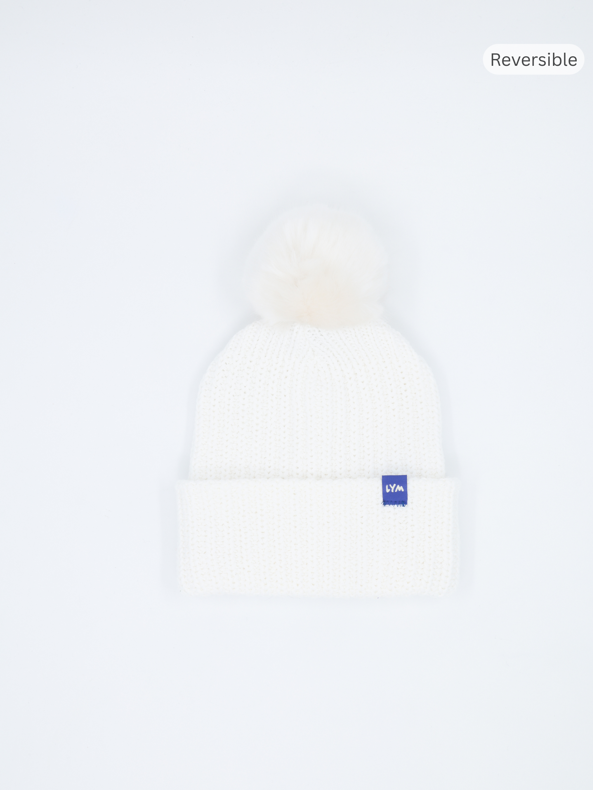 White Monochrome Essential Pom Beanie