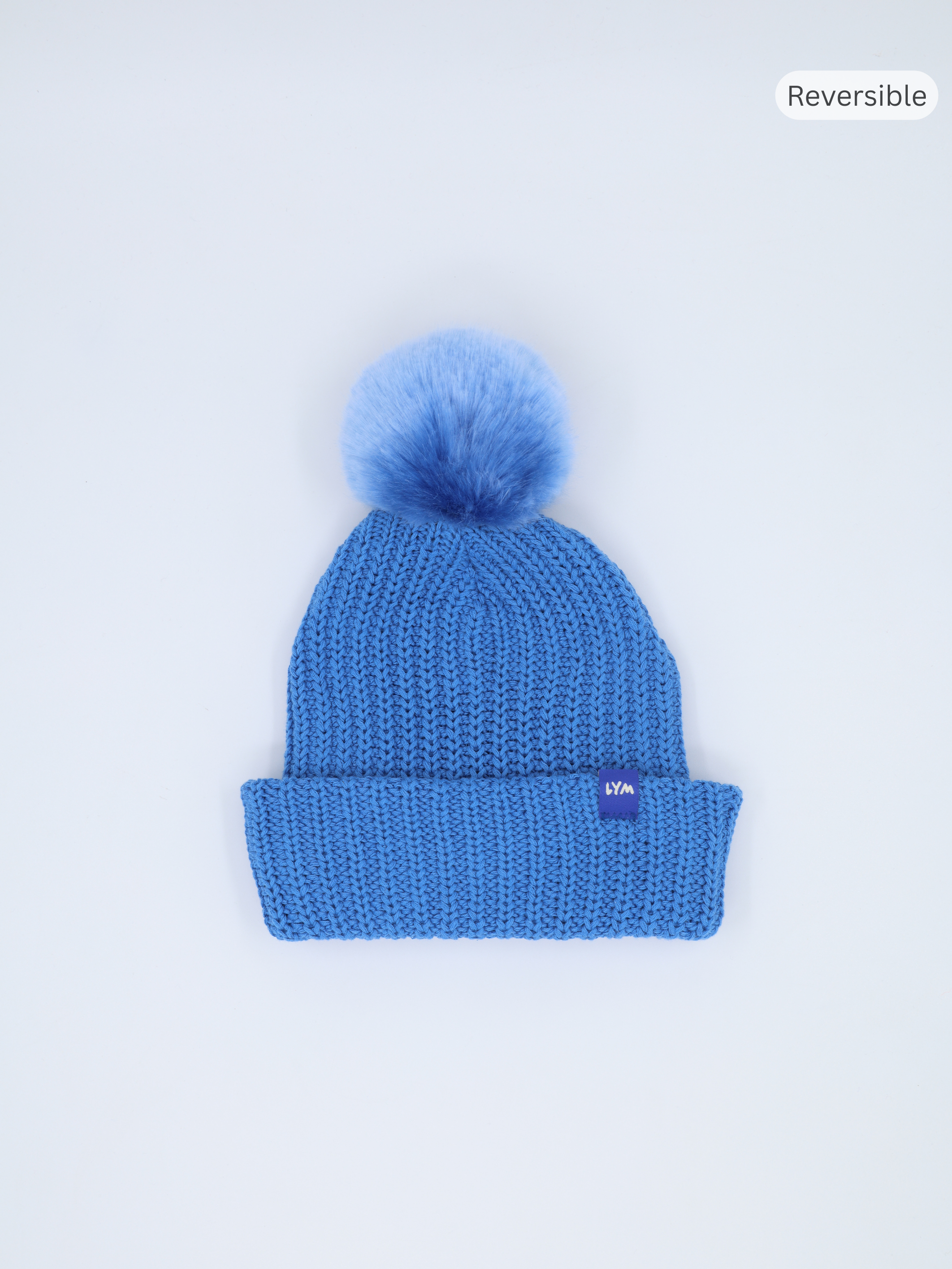 Soft Blue Monochrome Essential Pom Beanie