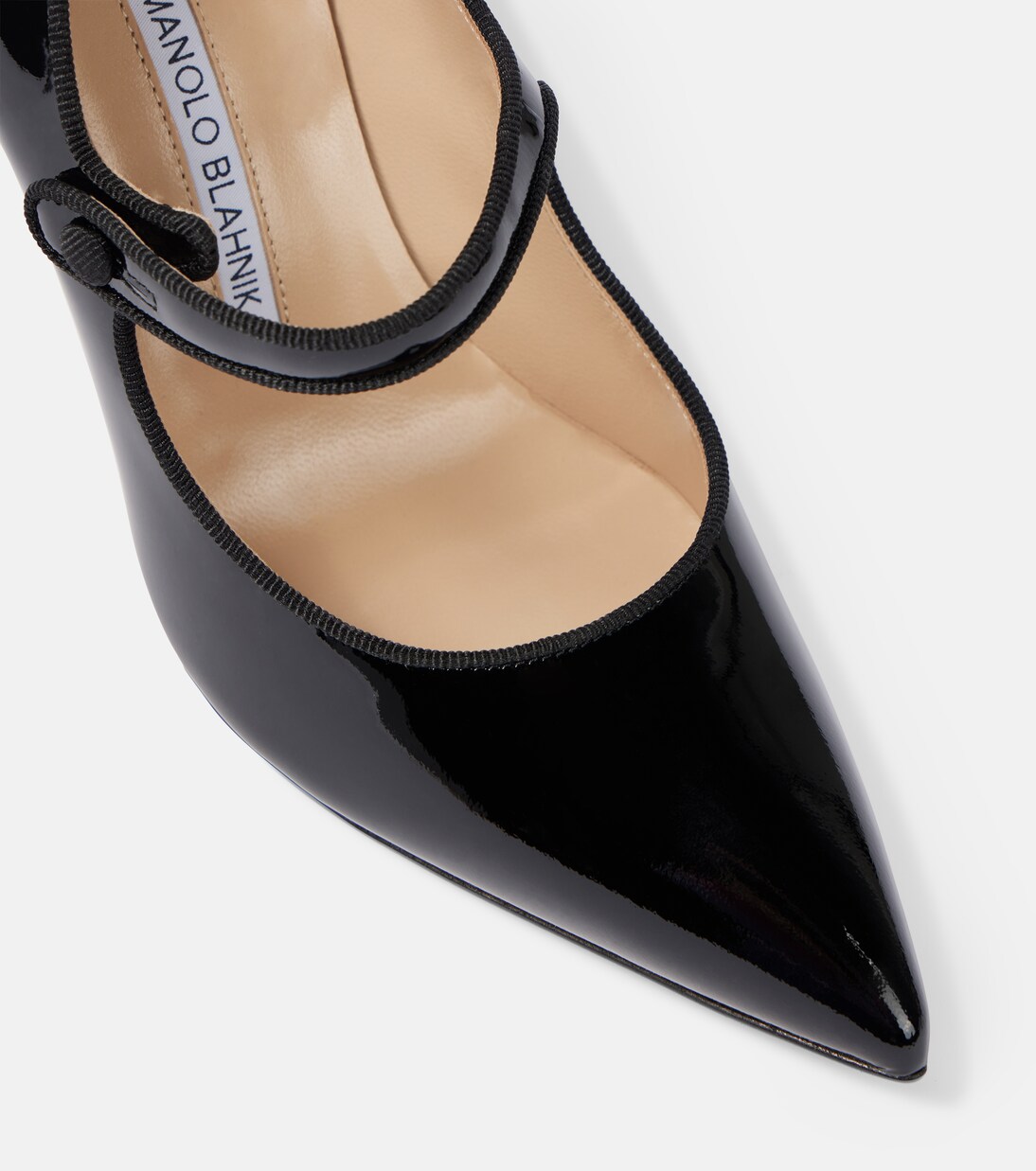 Pointed front view highlighting the strap placement