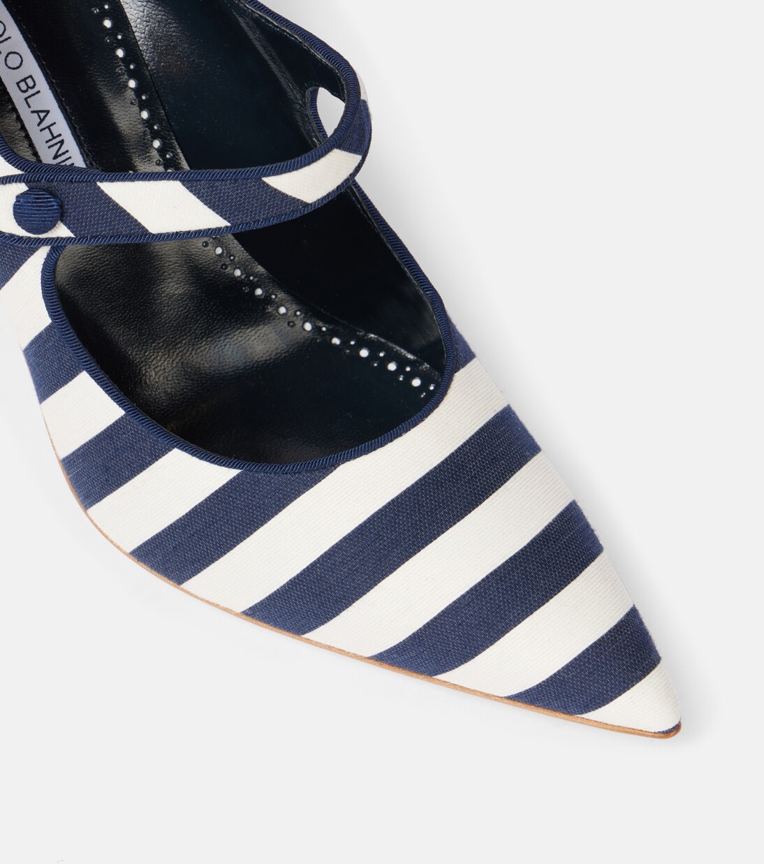 Striped close-up showing the Mary Jane construction
