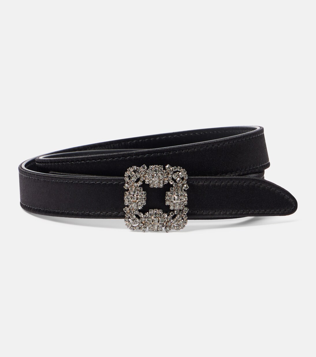 Black satin version with the same jeweled buckle