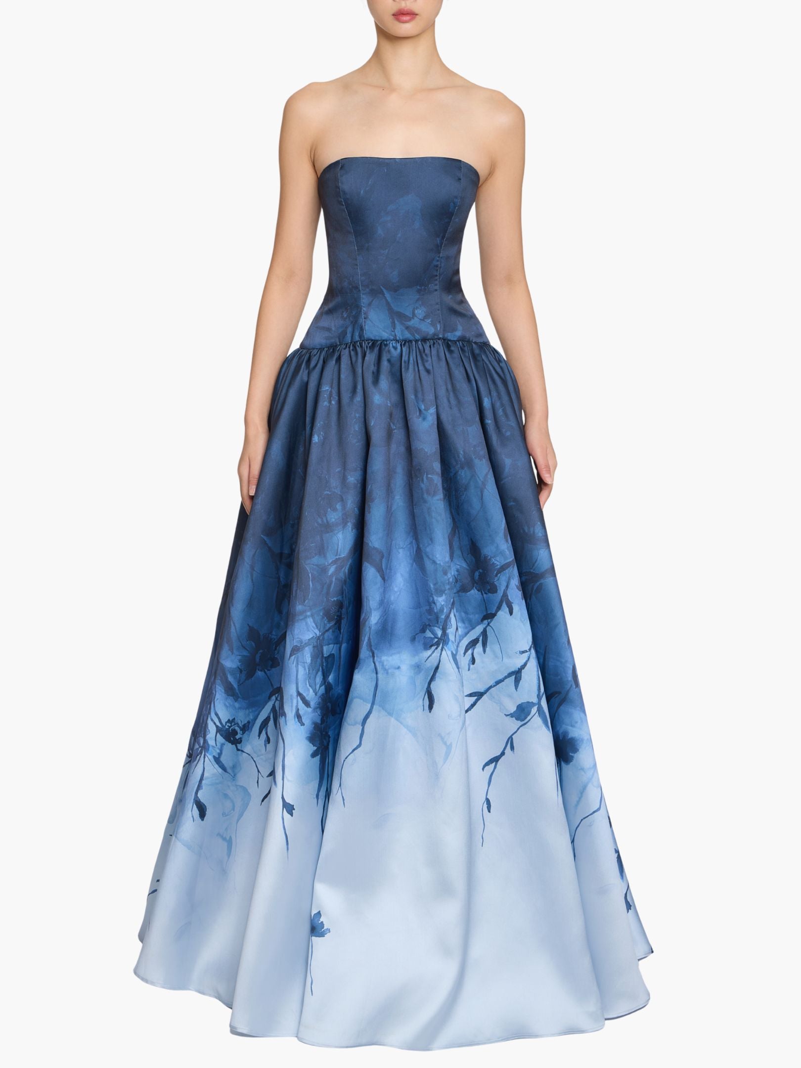 Floral Printed Mikado Gown