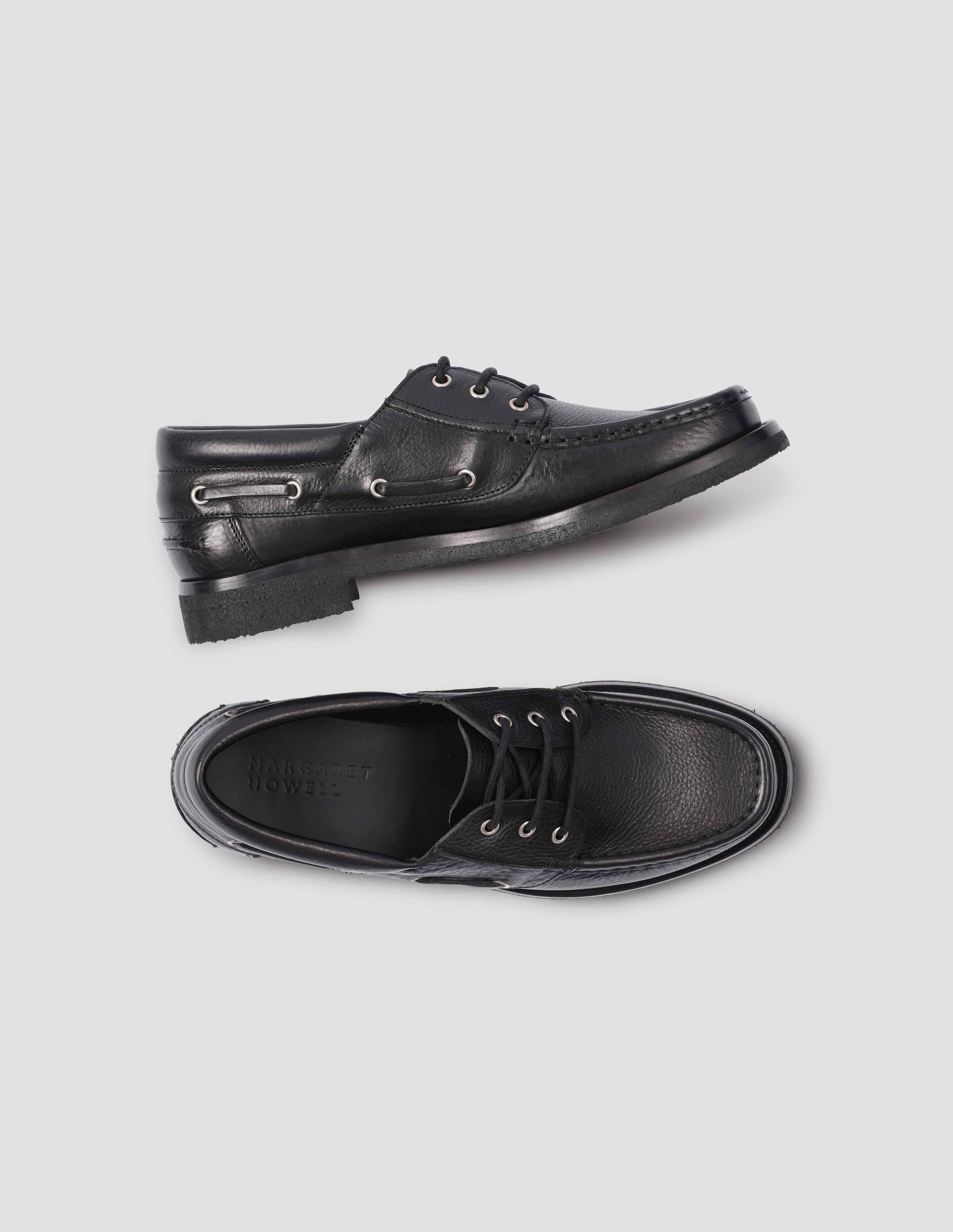 Black Leather Deck Shoe