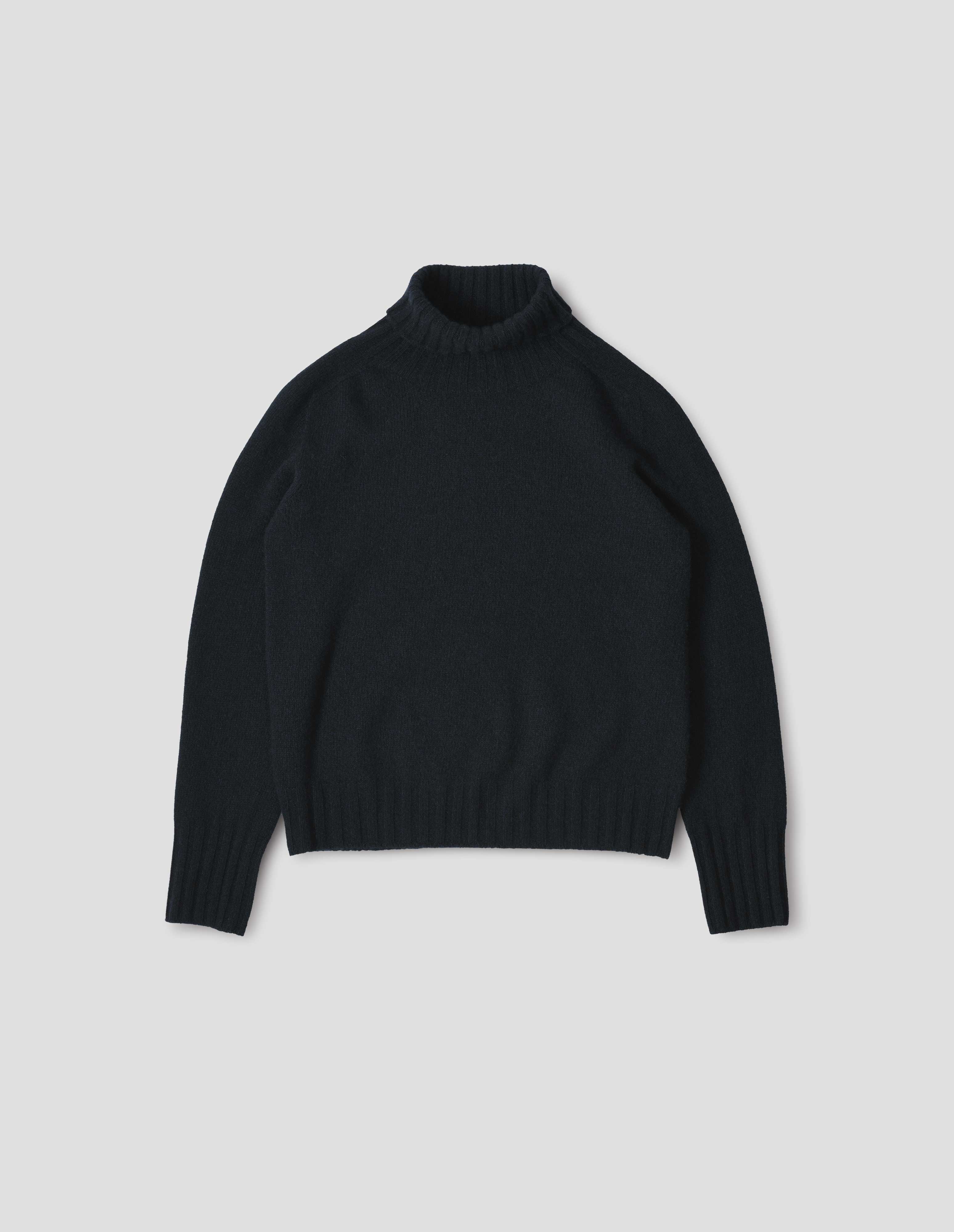 Dark Navy Cashmere Wide Roll Neck