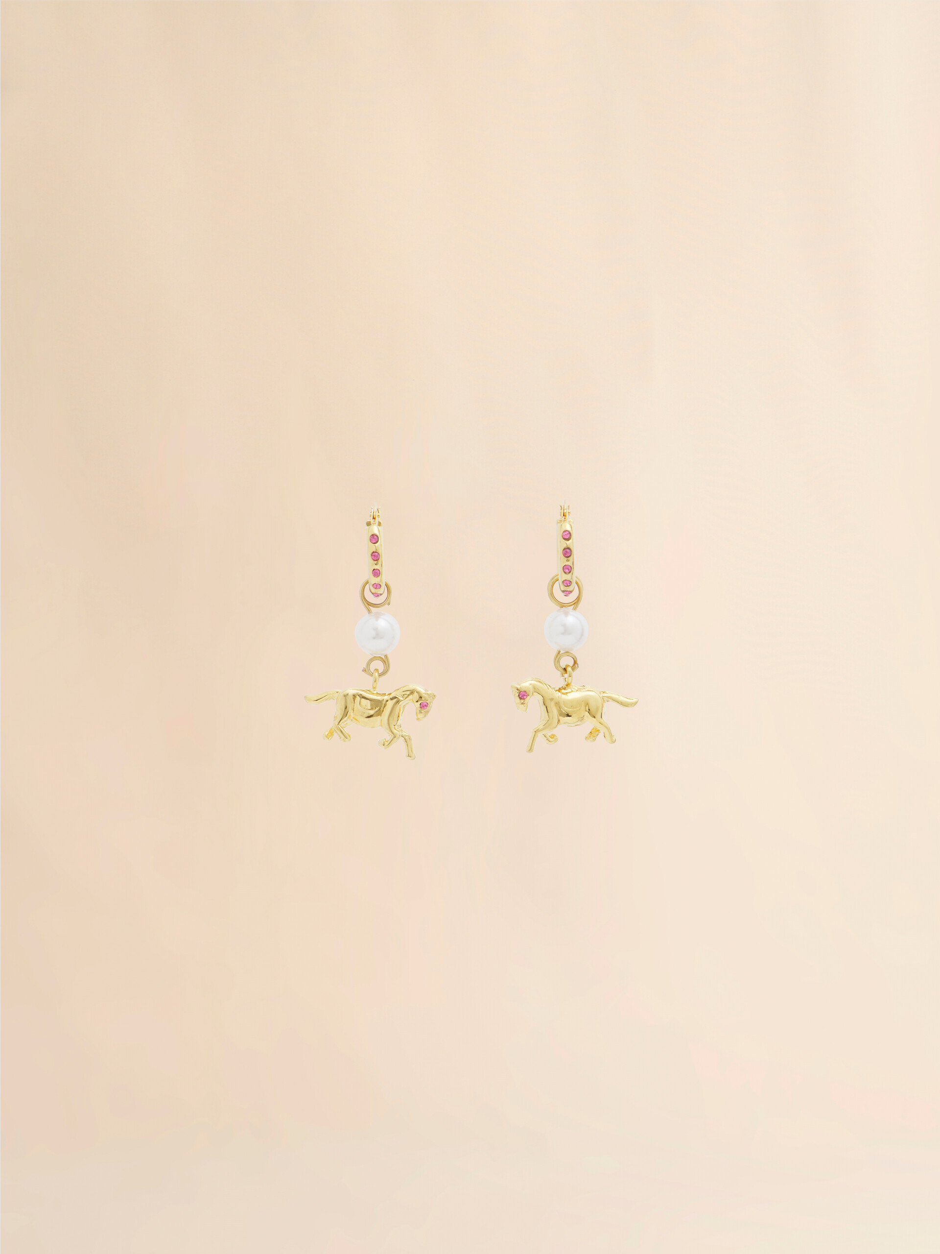 Gold-plated horse charm earrings