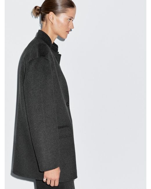 Wool Blend High Neck Coat
