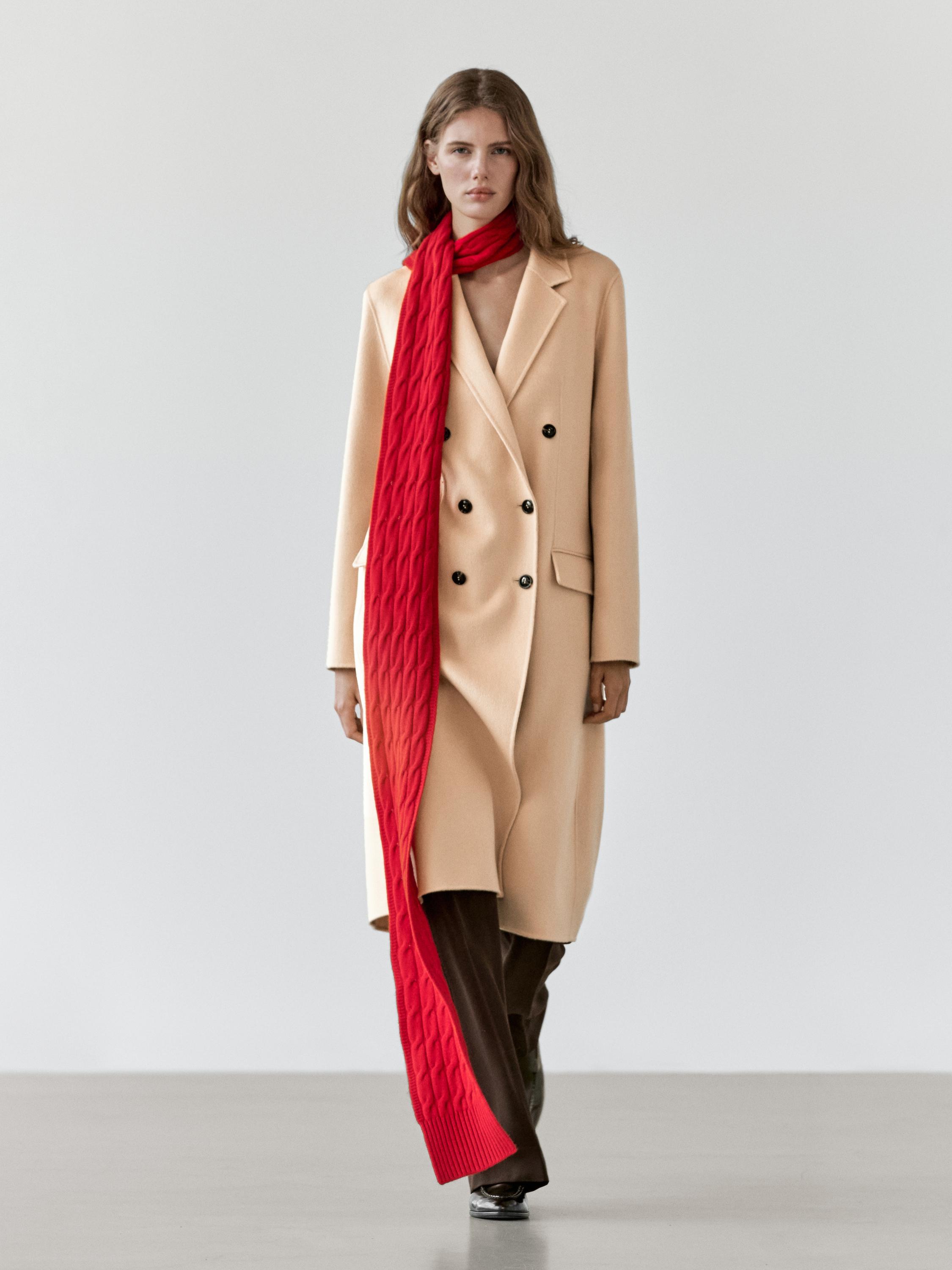 Long Wool Blend Surplice Coat