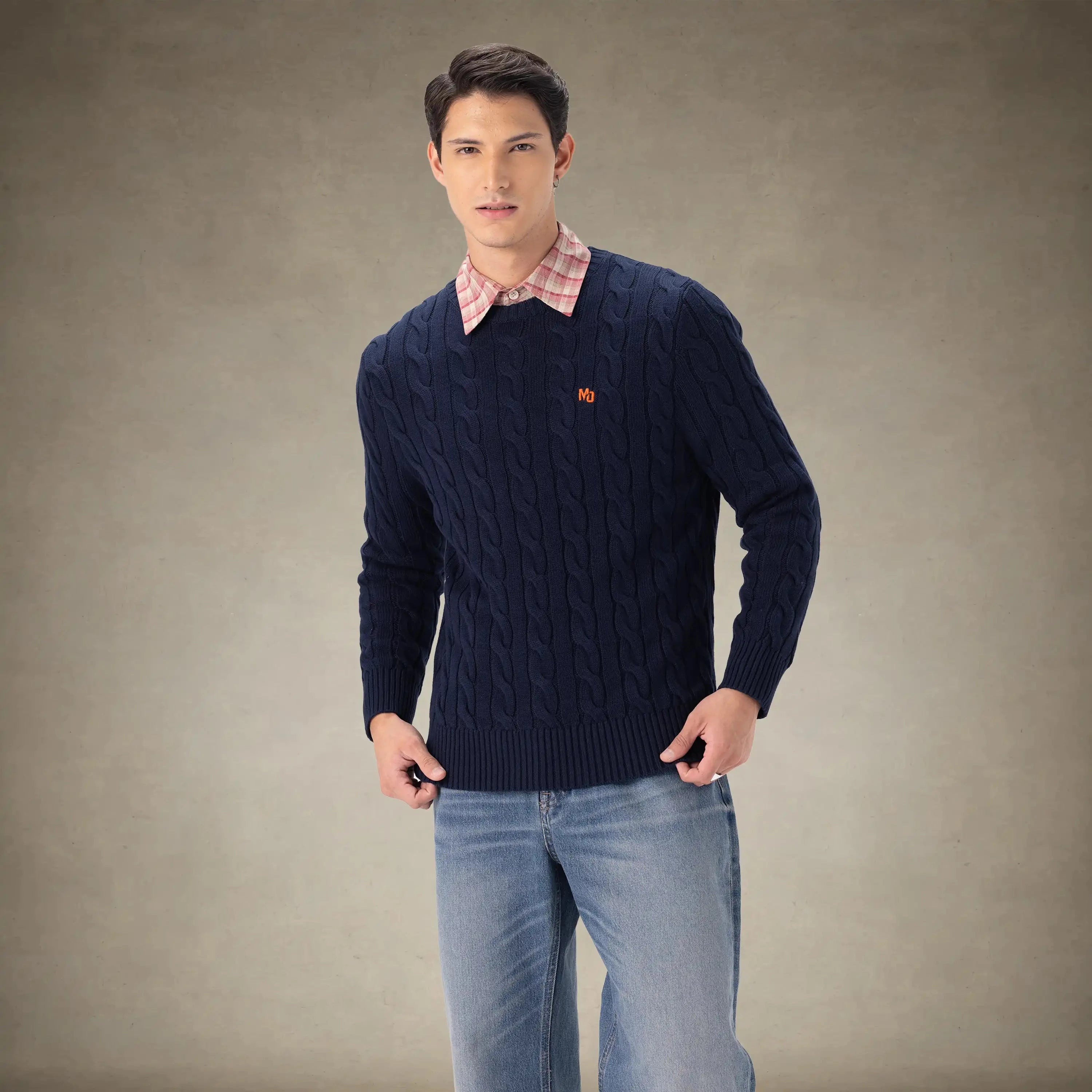 Men's Crew Neck Cable Sweater