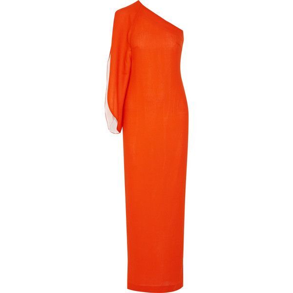 One-Shoulder Wool-Crepe Gown