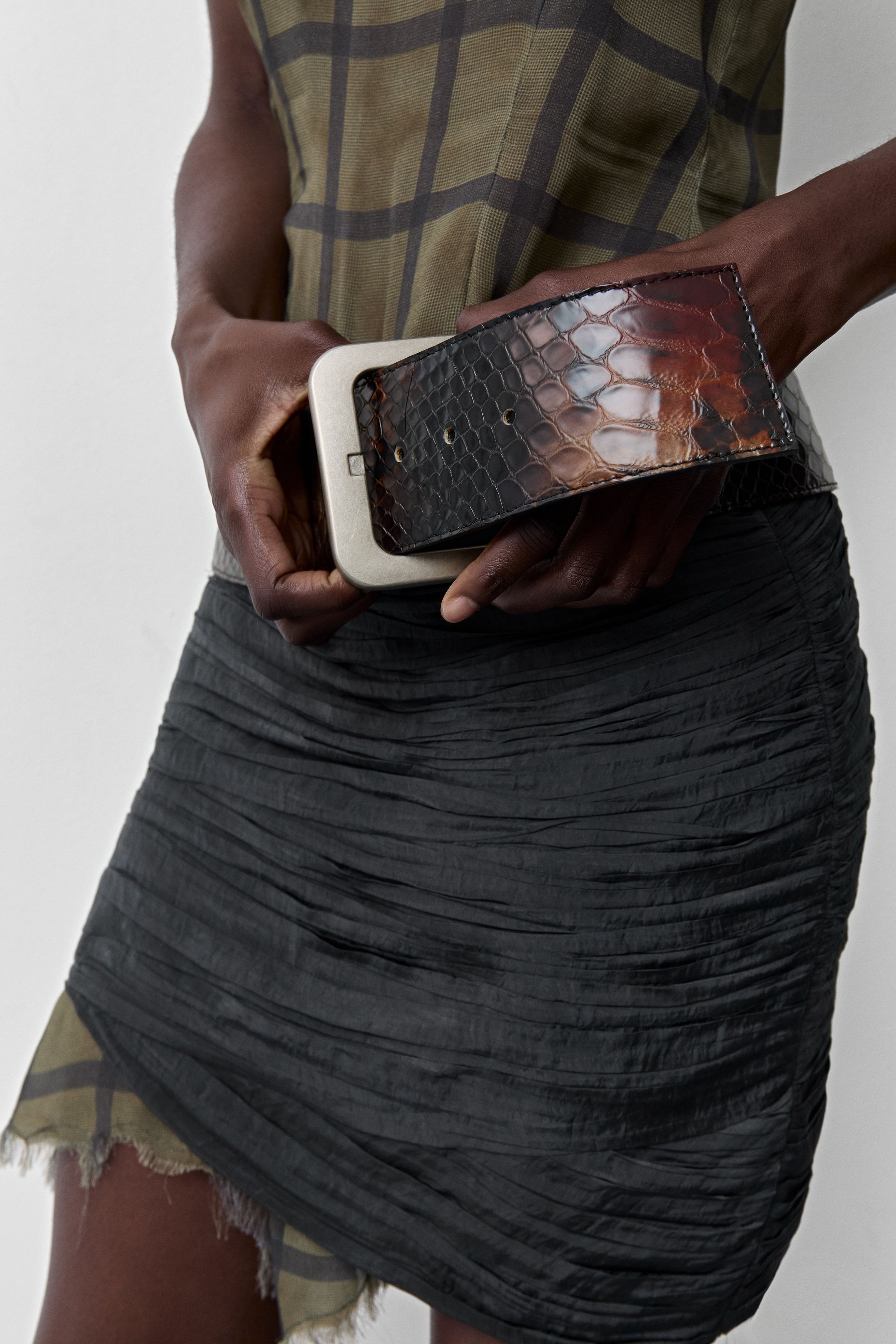 Erika Belt Brown Snake Embossed Leather