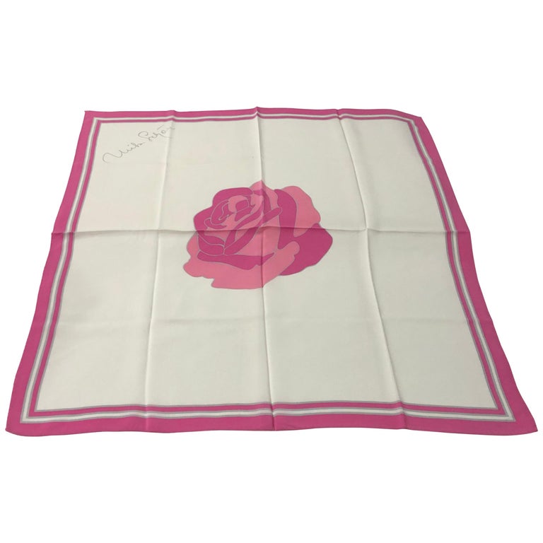 Pink and White Silk Foulard