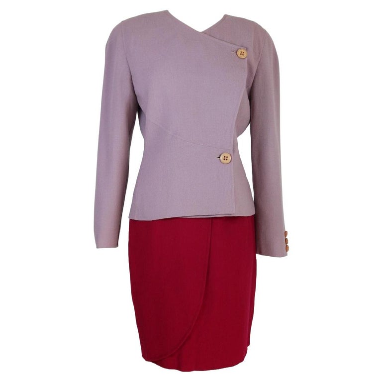 Purple Lilac Wool Tulip Skirt Suit