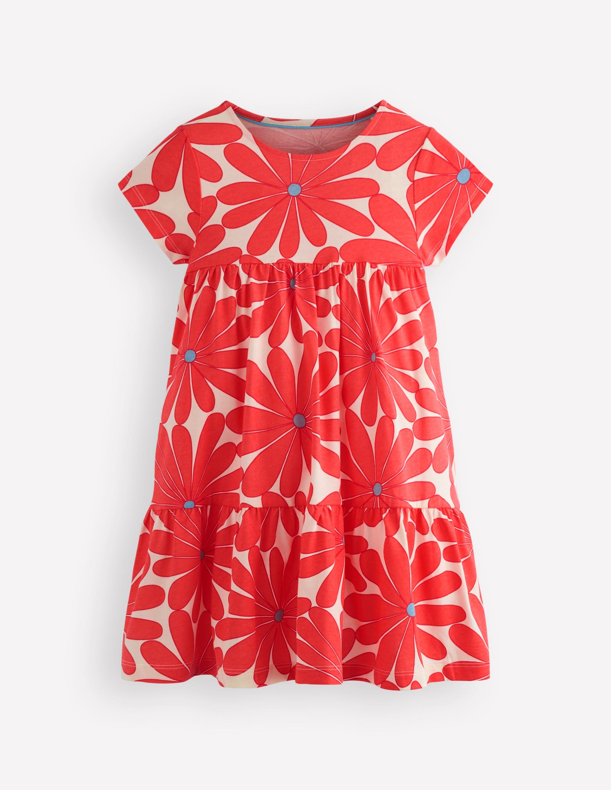Ariel Twirly Jersey Dress-Coral Orange Giant Daisy-1