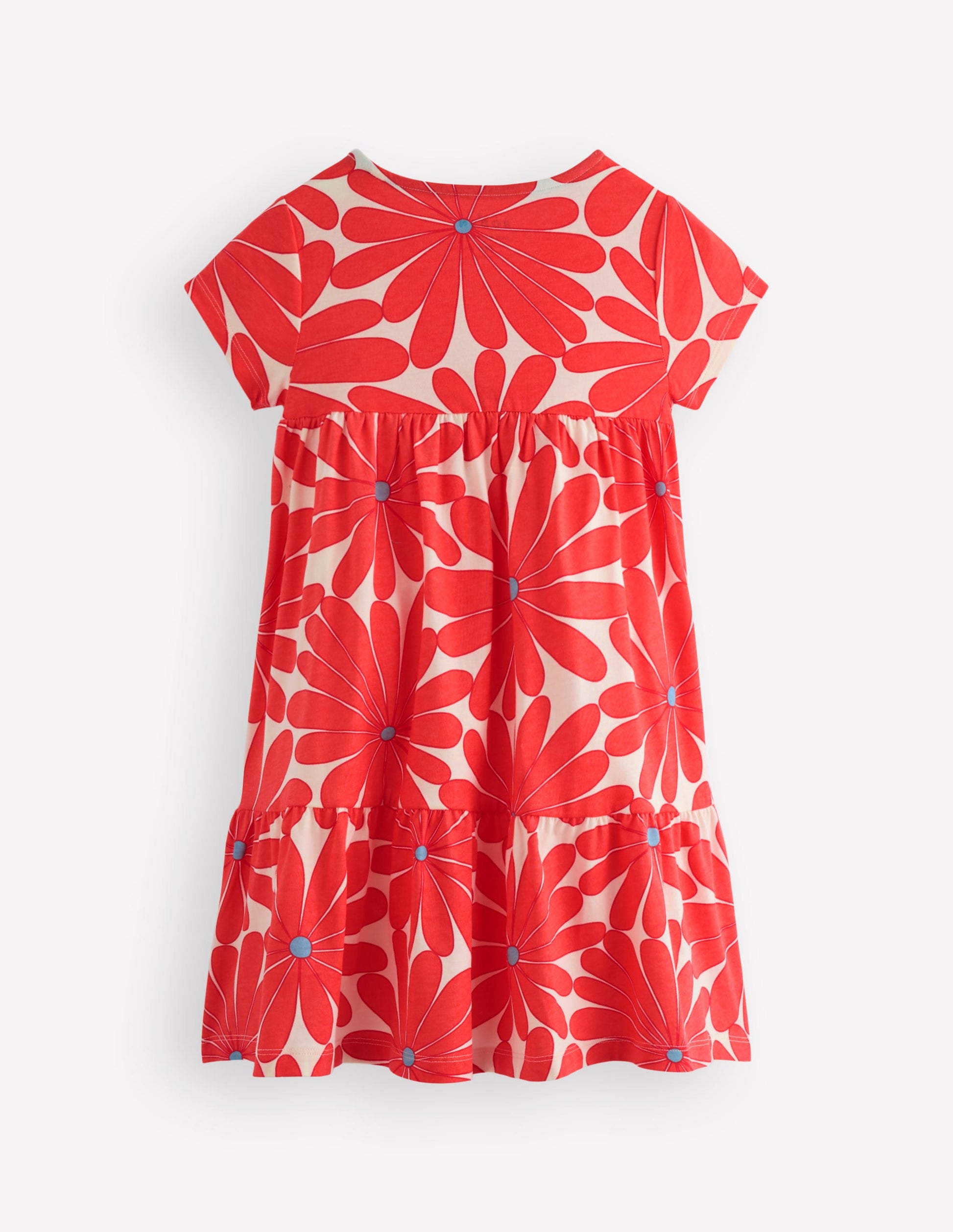 Ariel Twirly Jersey Dress-Coral Orange Giant Daisy-2