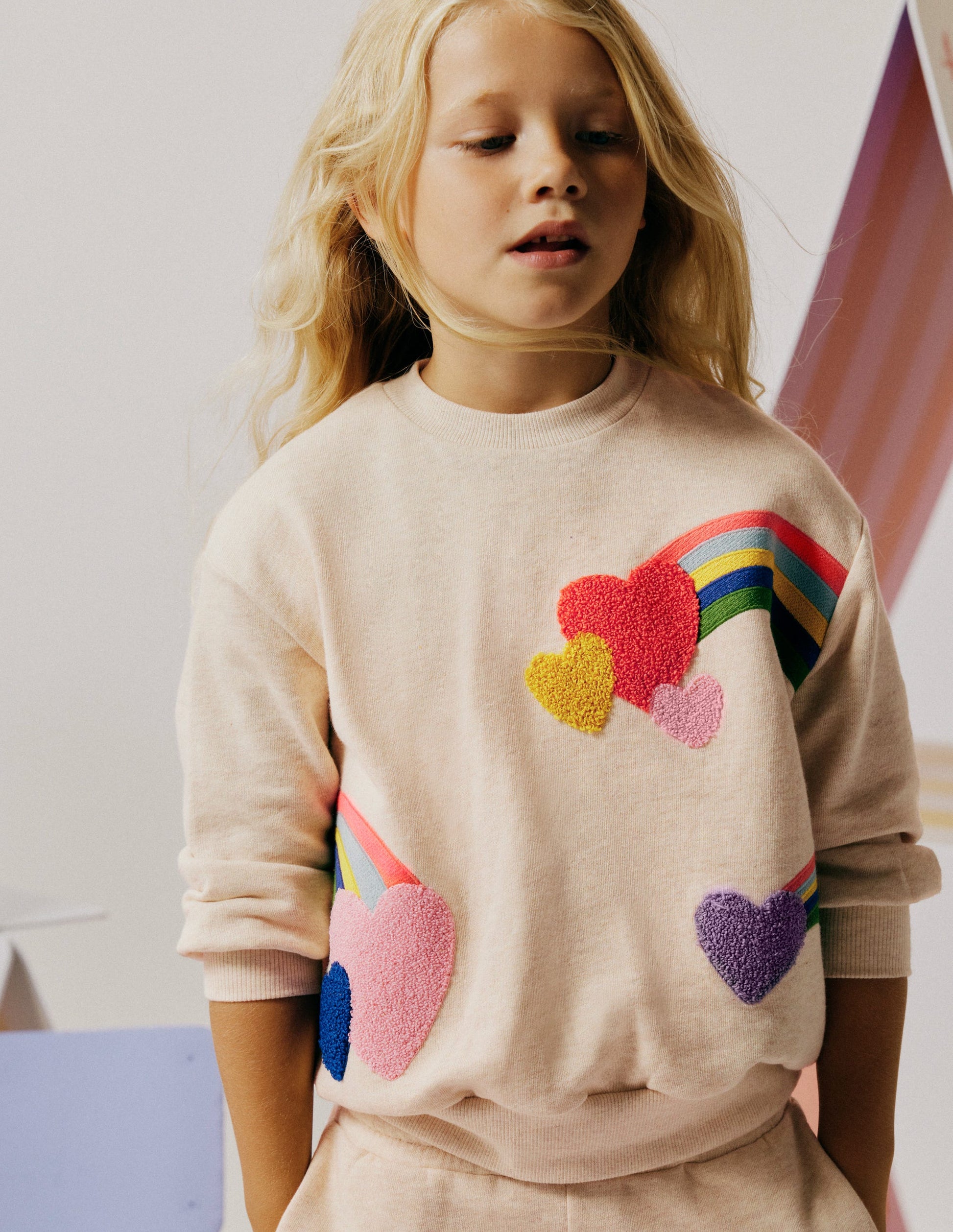 Bobbie Appliqué Sweatshirt-Ivory Rainbows-4