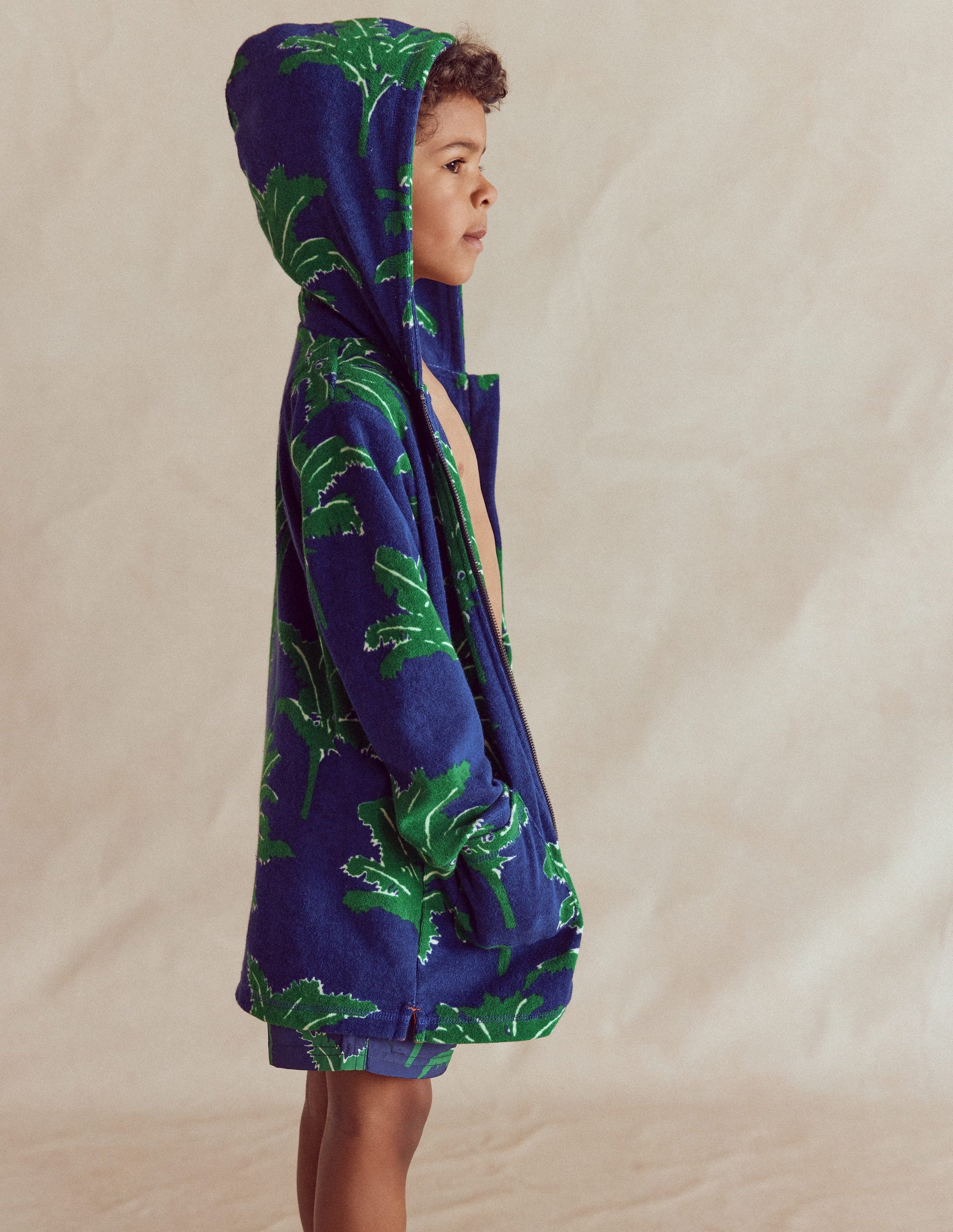 Towelling Zip-Up Throw-On-Starboard Blue Palm Trees-1