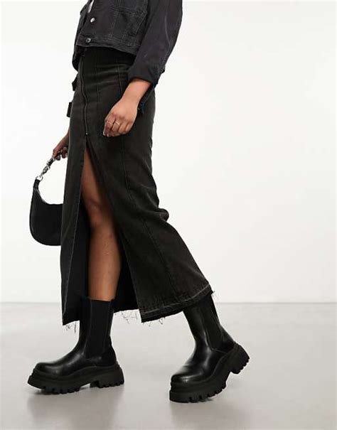 Attitude black PU high ankle boot detail