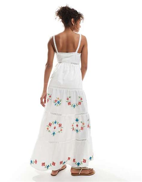 Poplin shirred body button-through maxi dress in white