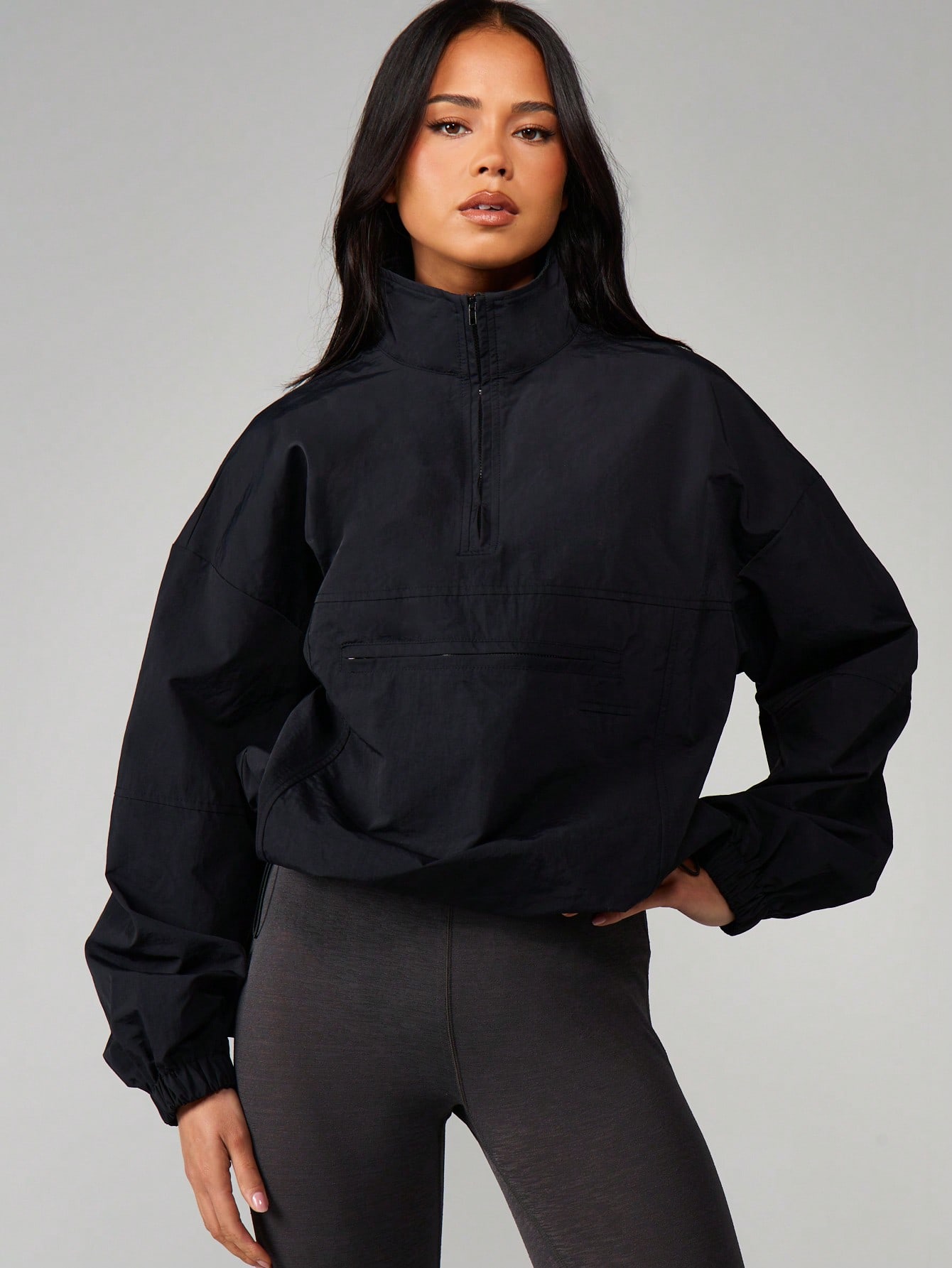 MISSGUIDED Funnel Neck Half Zip Windbreaker Jacket