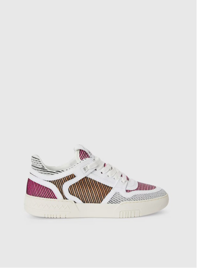 Sneakers with Rubber Sole and Fabric Upper with Inserts