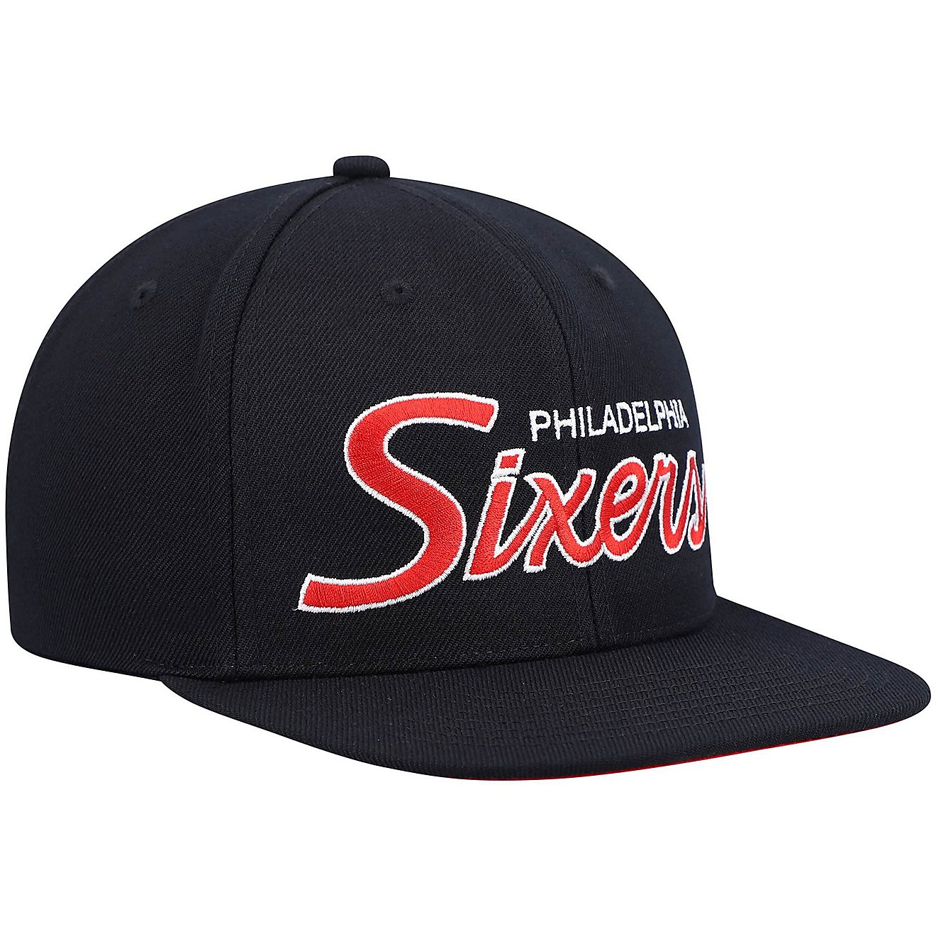 Philadelphia 76ers Mitchell & Ness Hardwood Classics Script 2.0 Snapback Hat - Black