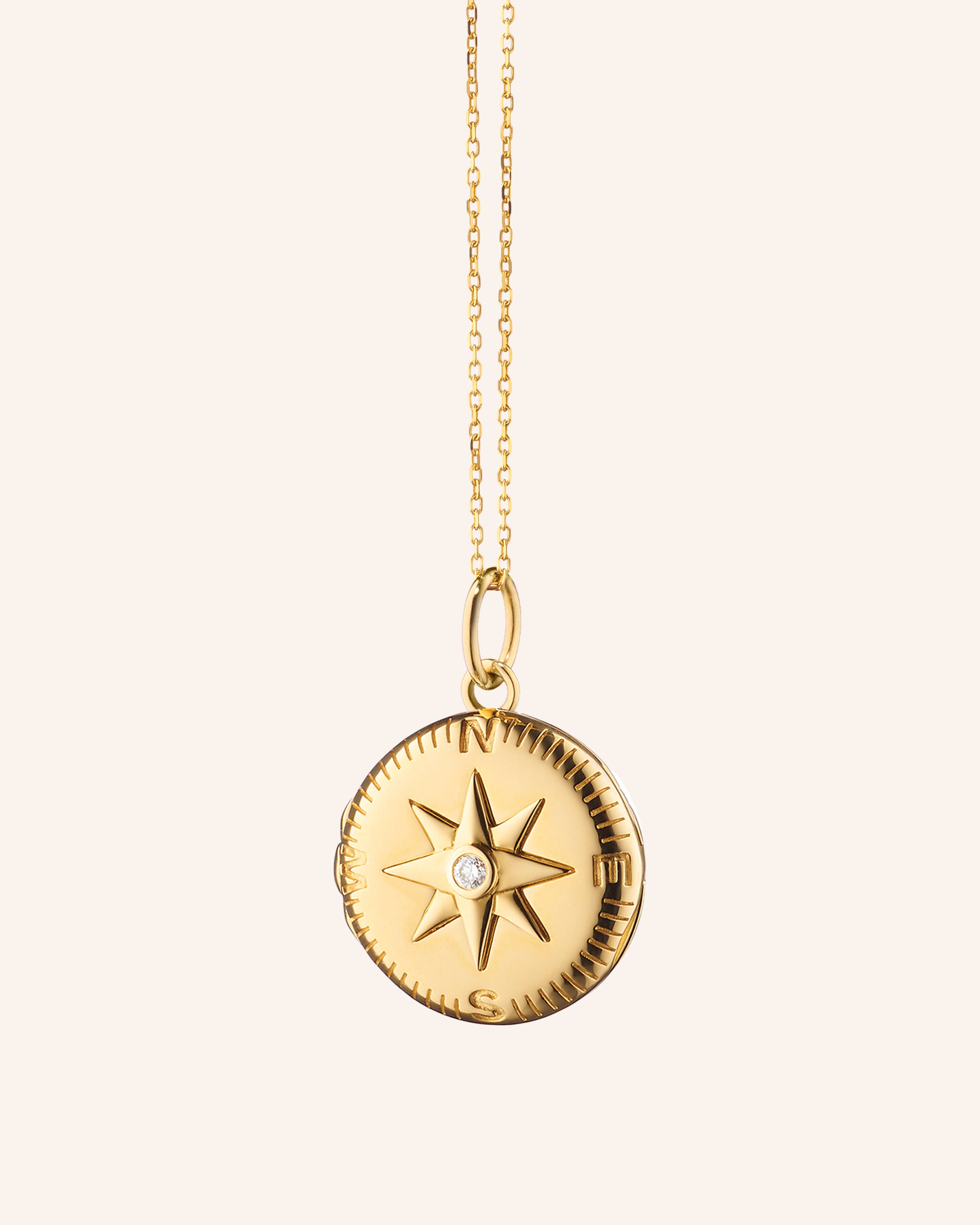 "Adventure" Compass Gold Locket Necklace