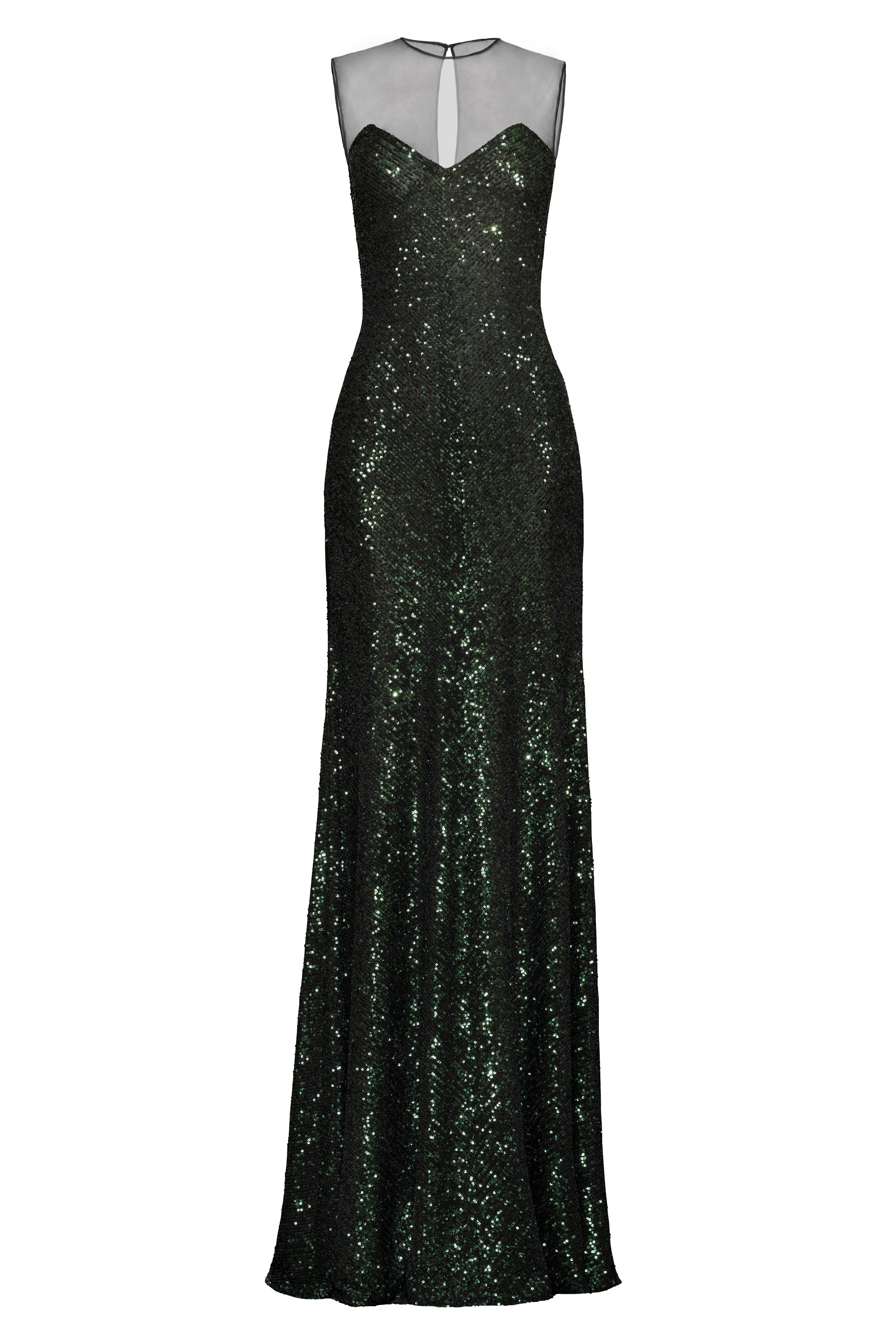 SWEETHEART NECKLINE STRETCH SEQUIN GOWN