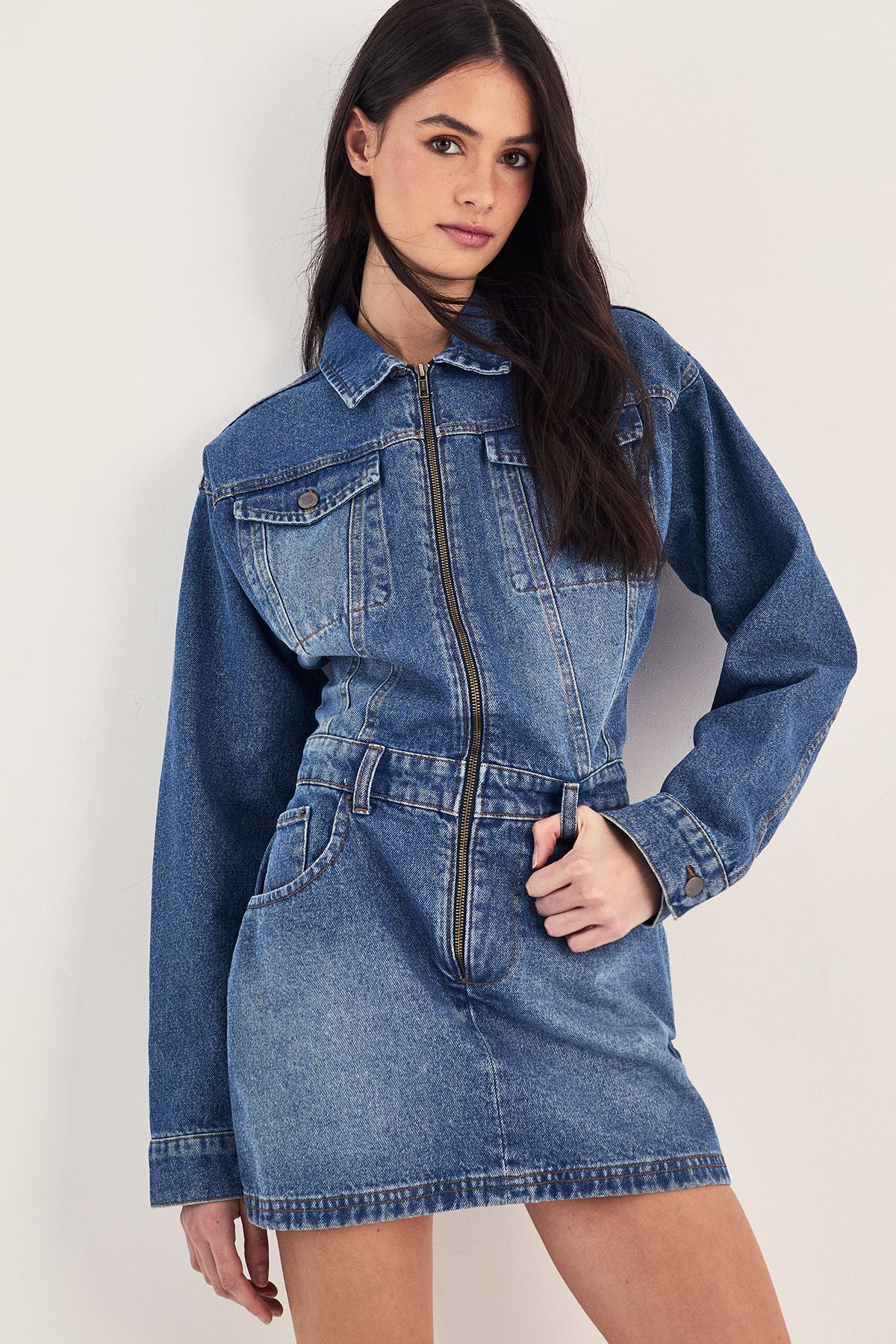 The Sculpted Denim Shirt Dress