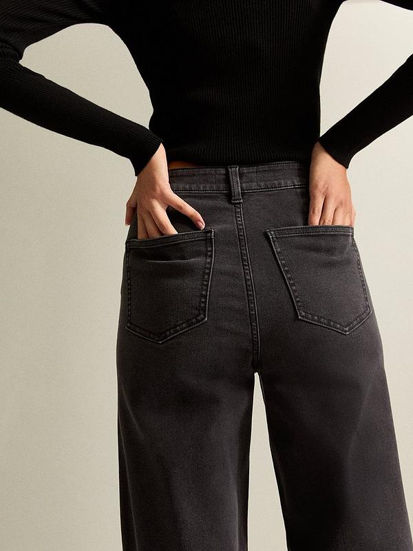 New Look Black High Waist Stretch Denim Wide Leg Jeans