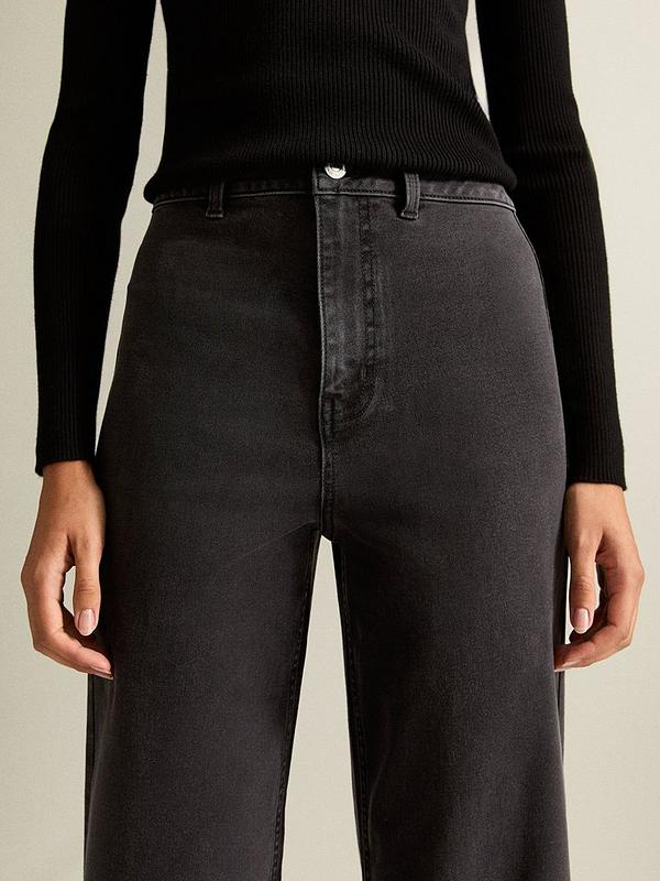 New Look Black High Waist Stretch Denim Wide Leg Jeans