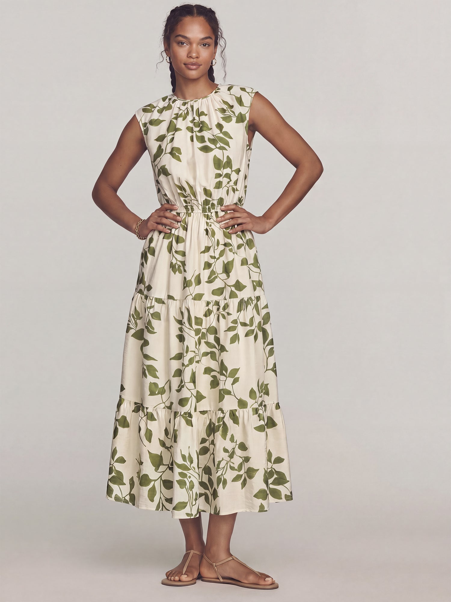 Floral Tiered Midi Sun Dress